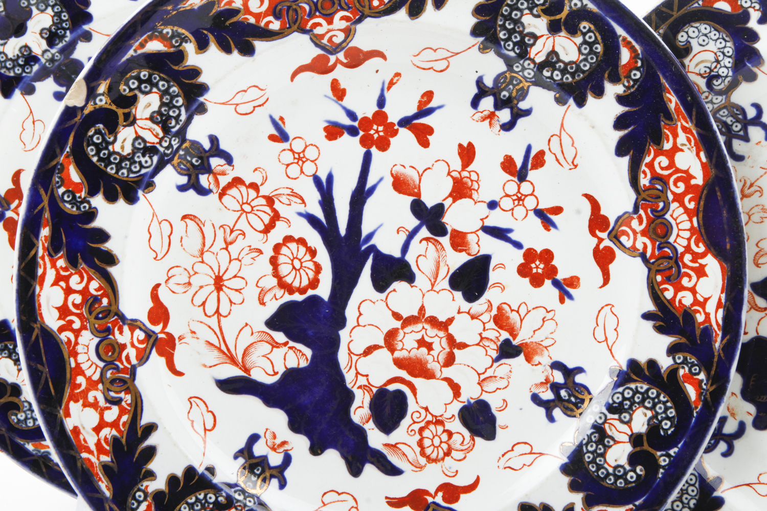 Antique Derby Imari Dinner Plates