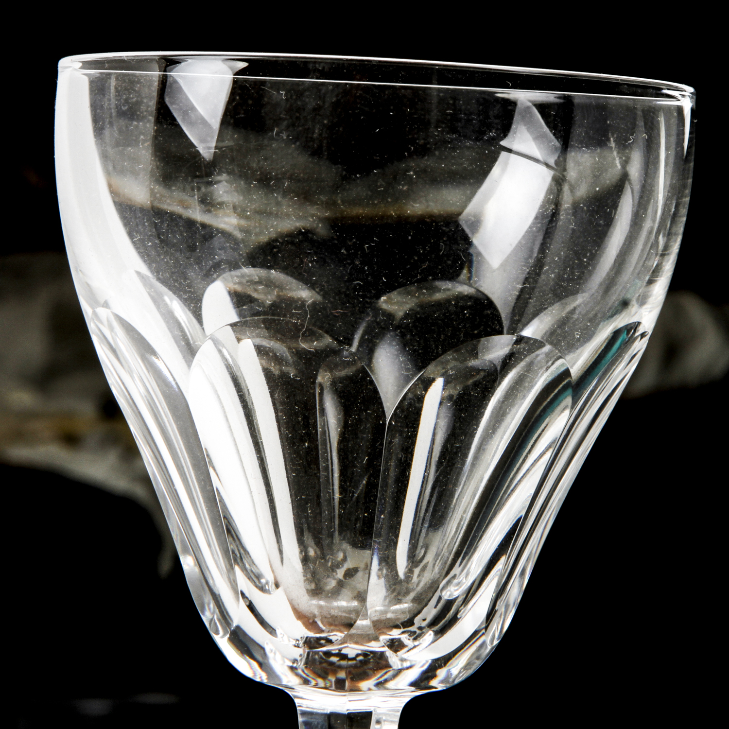 Set of Eight French Crystal Wine Glasses