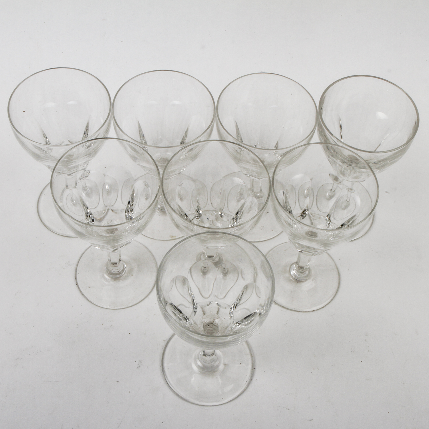 Set of Eight French Crystal Wine Glasses