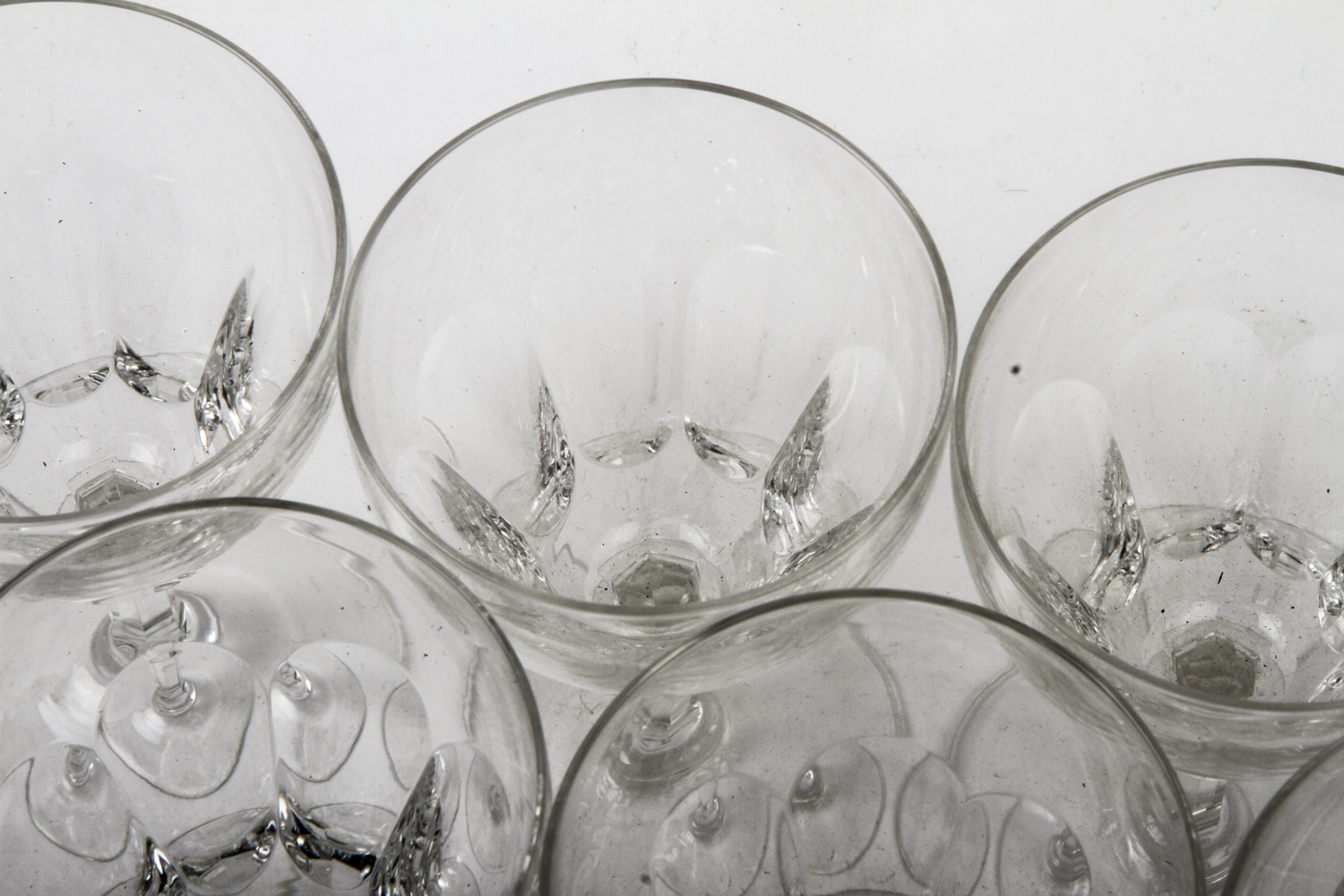 Set of Eight French Crystal Wine Glasses