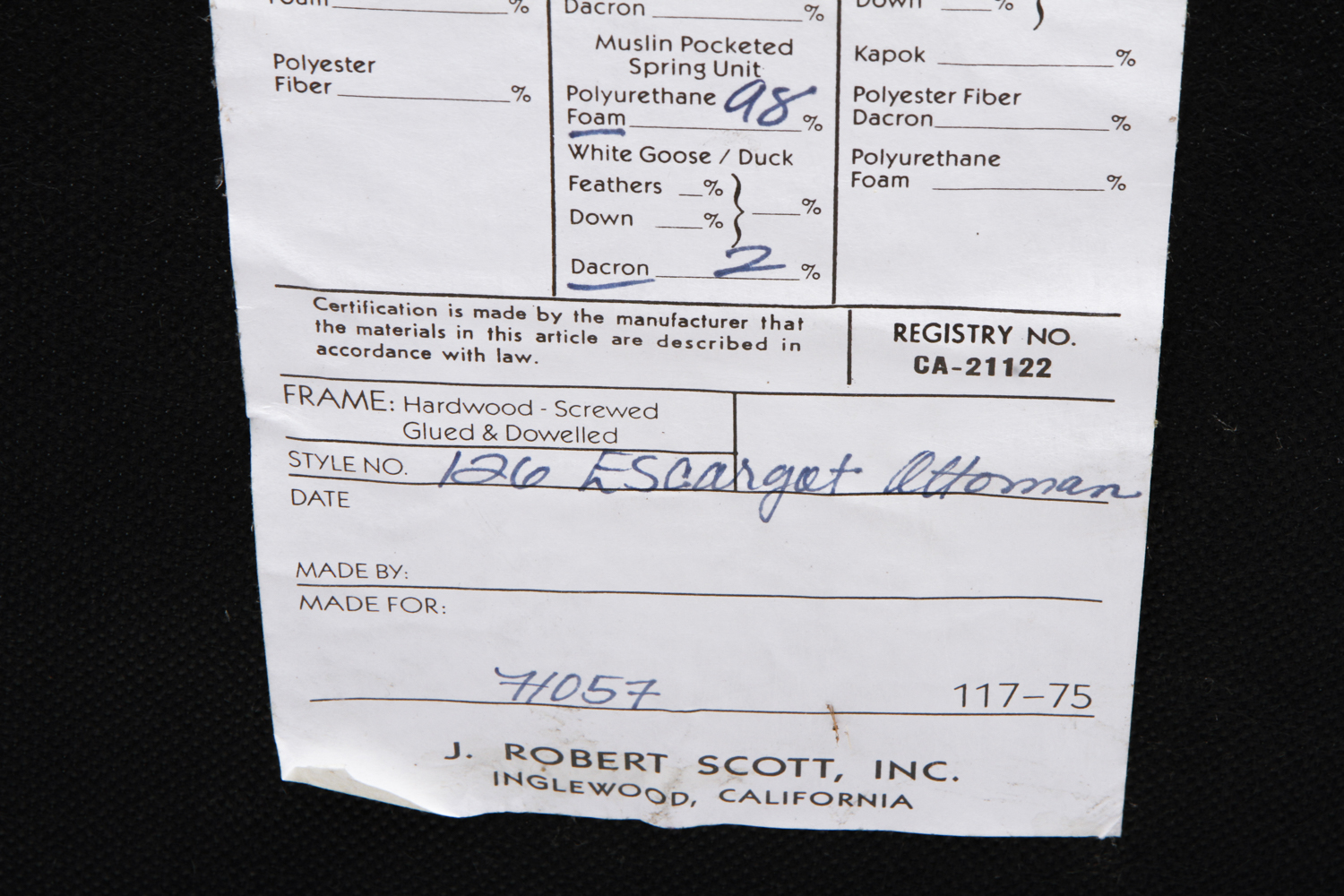 J. Robert Scott Gray Mohair Ottoman