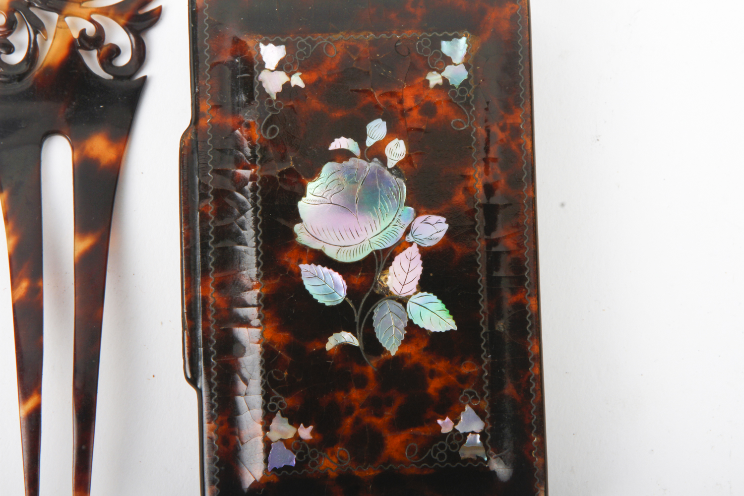 Tortoiseshell Hair Comb and Paper Mache Box