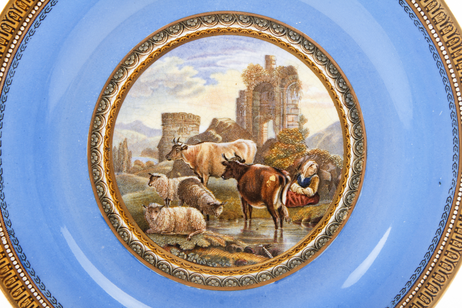 Antique Prattware Pottery Scenic Plates