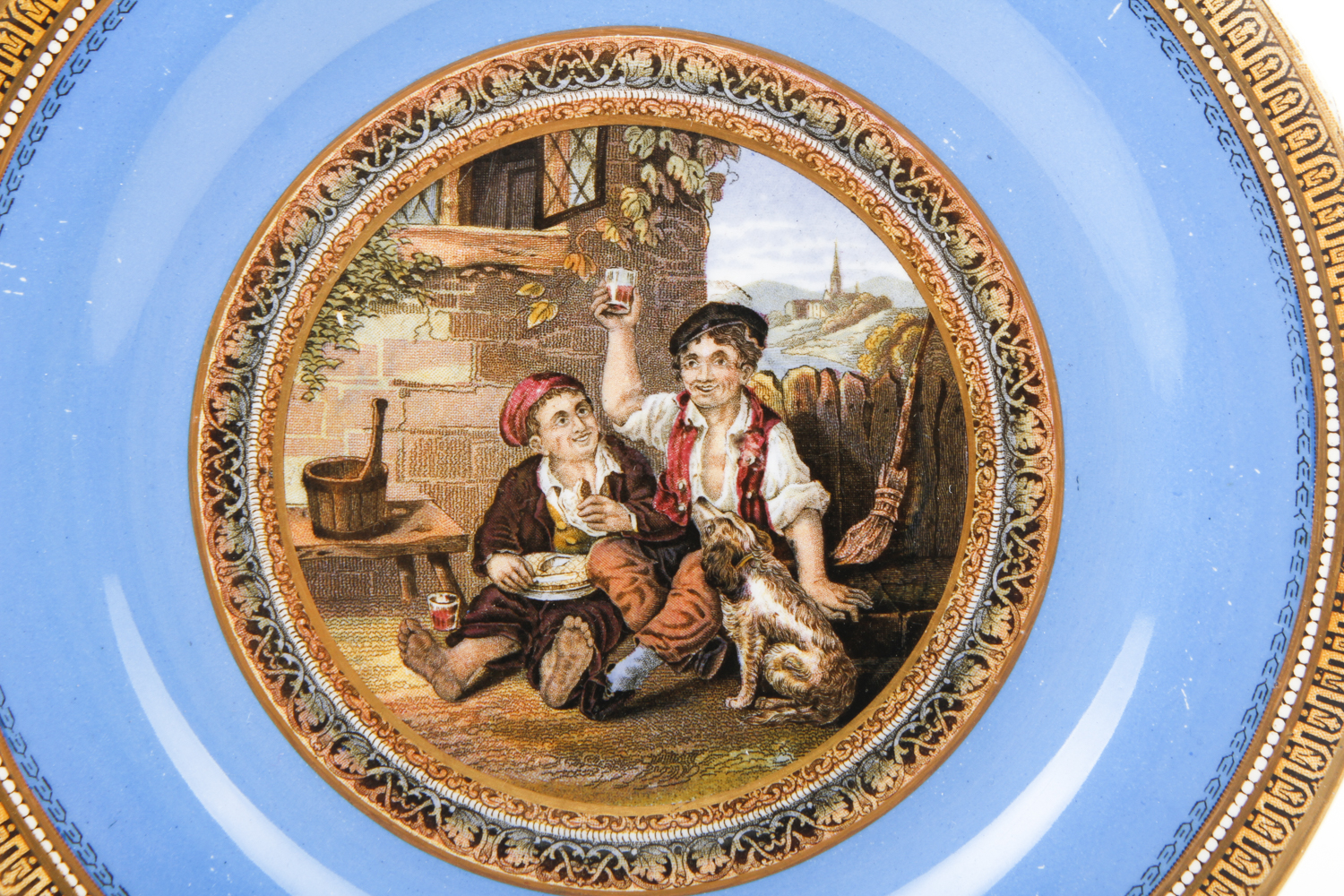 Antique Prattware Pottery Scenic Plates