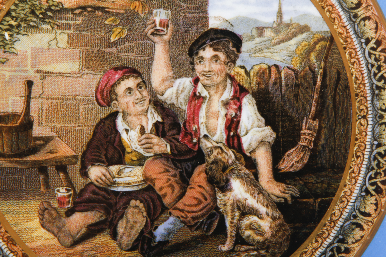 Antique Prattware Pottery Scenic Plates