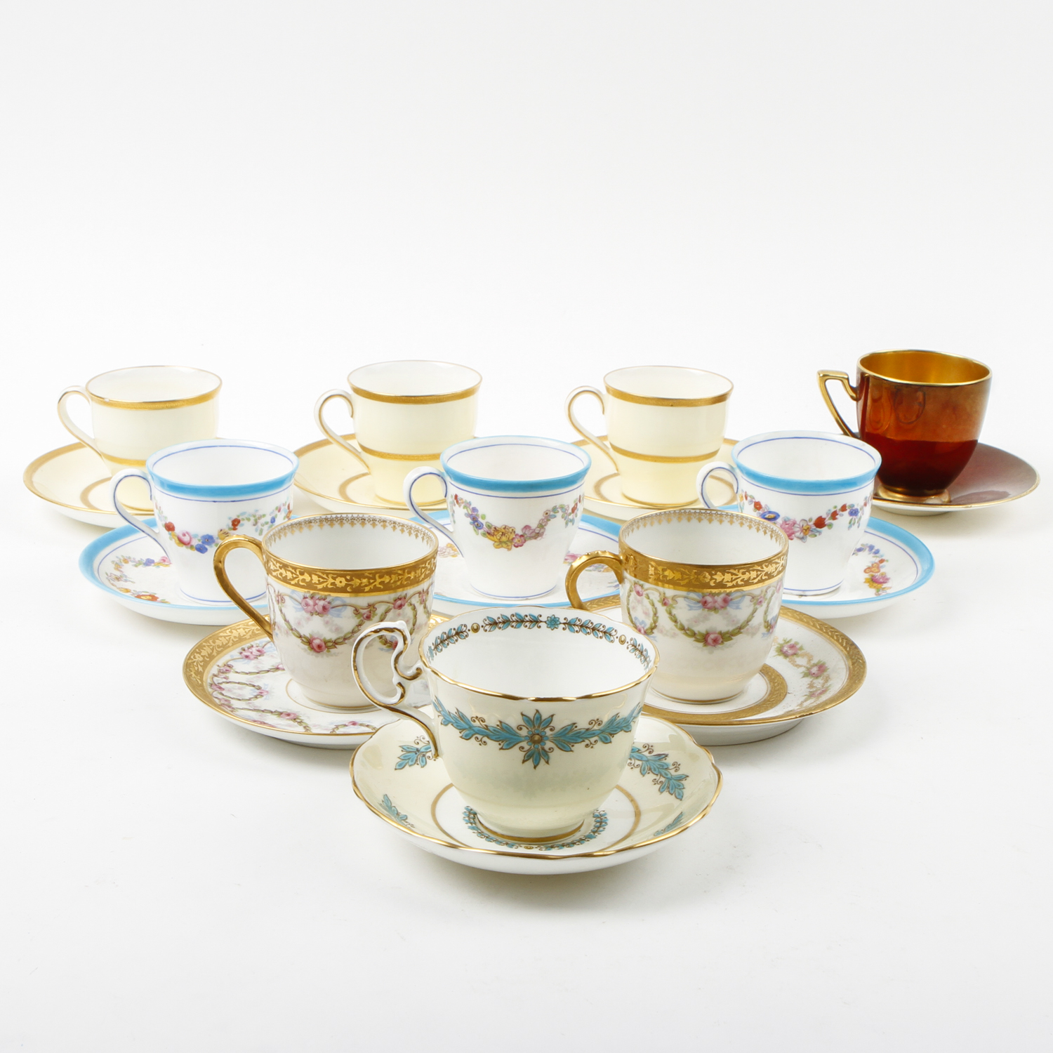 Collection of China Espresso Mugs Featuring Limoges