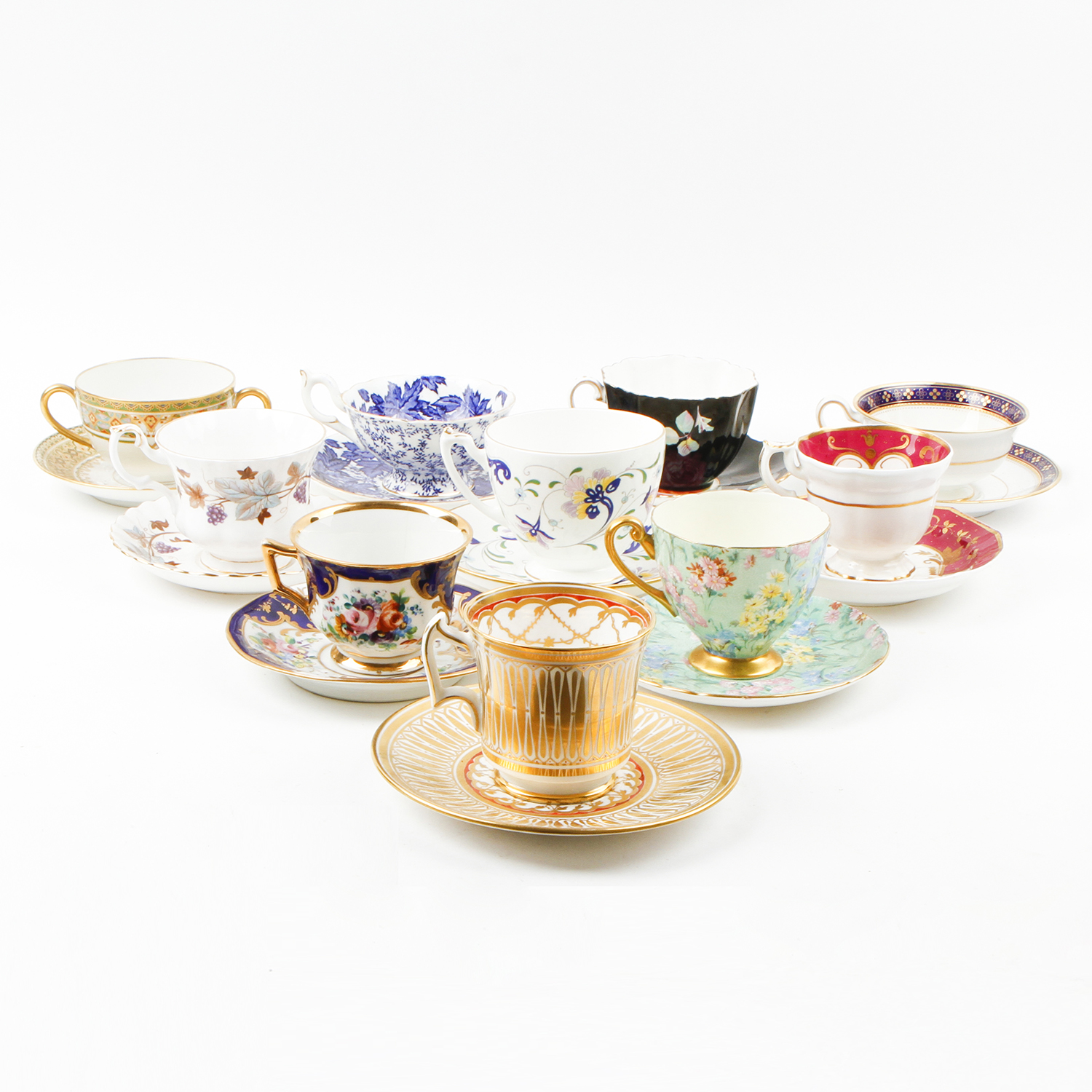 Collection of Bone China Teacups and Saucers