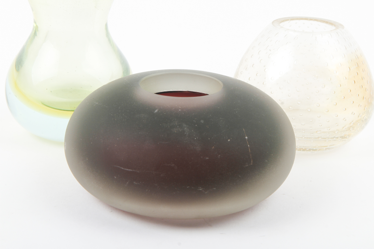 Glass Vases Featuring Murano and a Glass Table Lighter