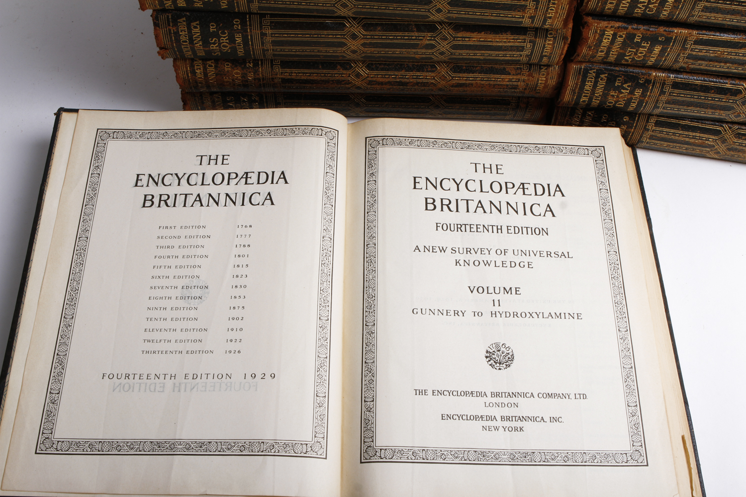 Volumes From "The Encyclopedia Britannica" Fourteenth Edition