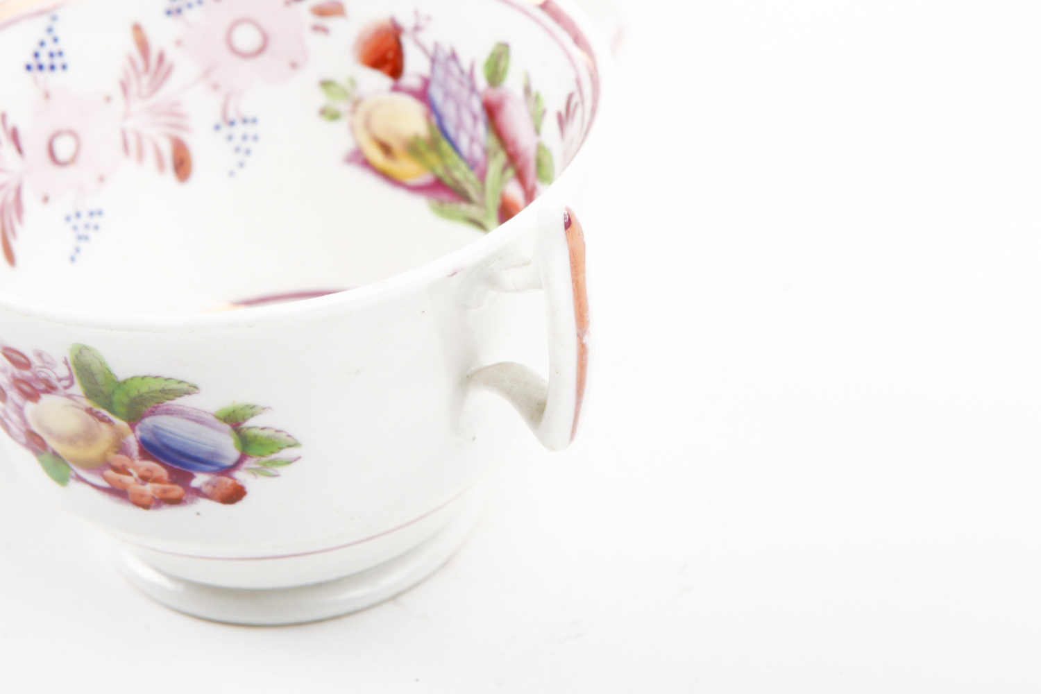 Collection of Antique English Pink Lustreware Tea Cups and Dishes