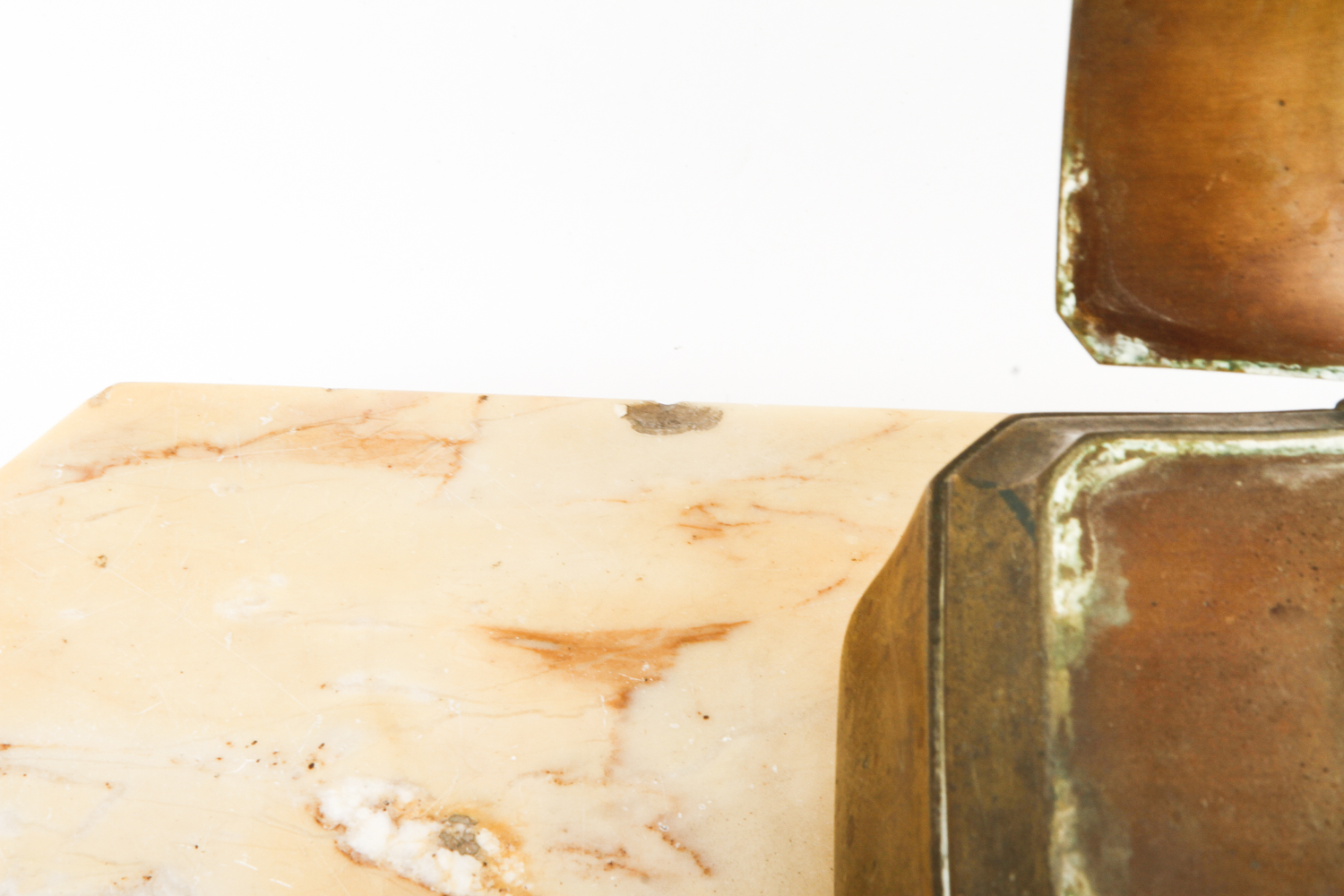 Vintage Marble and Bronze Inkwell Set