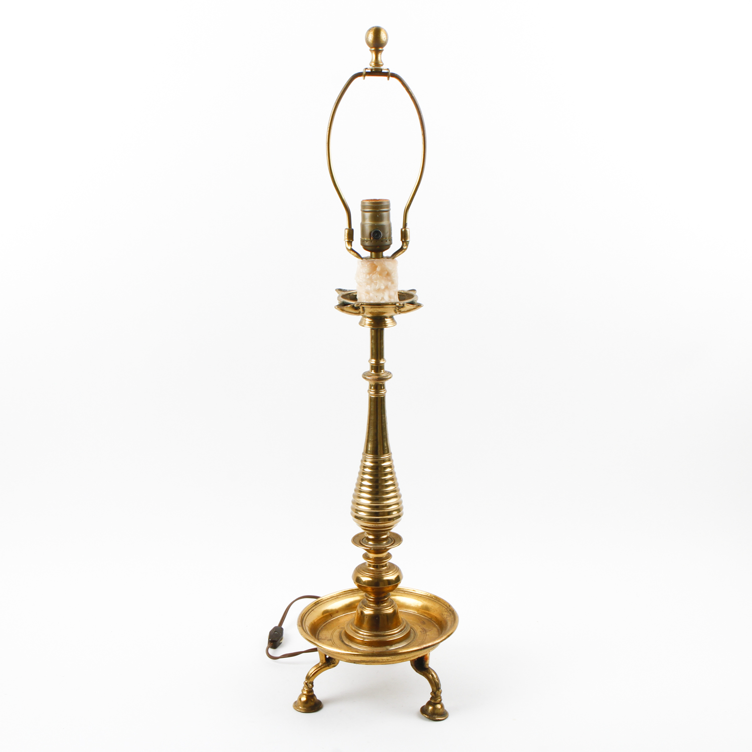 19th Century Brass Pricket Candlestick Repurposed Into a Table Lamp