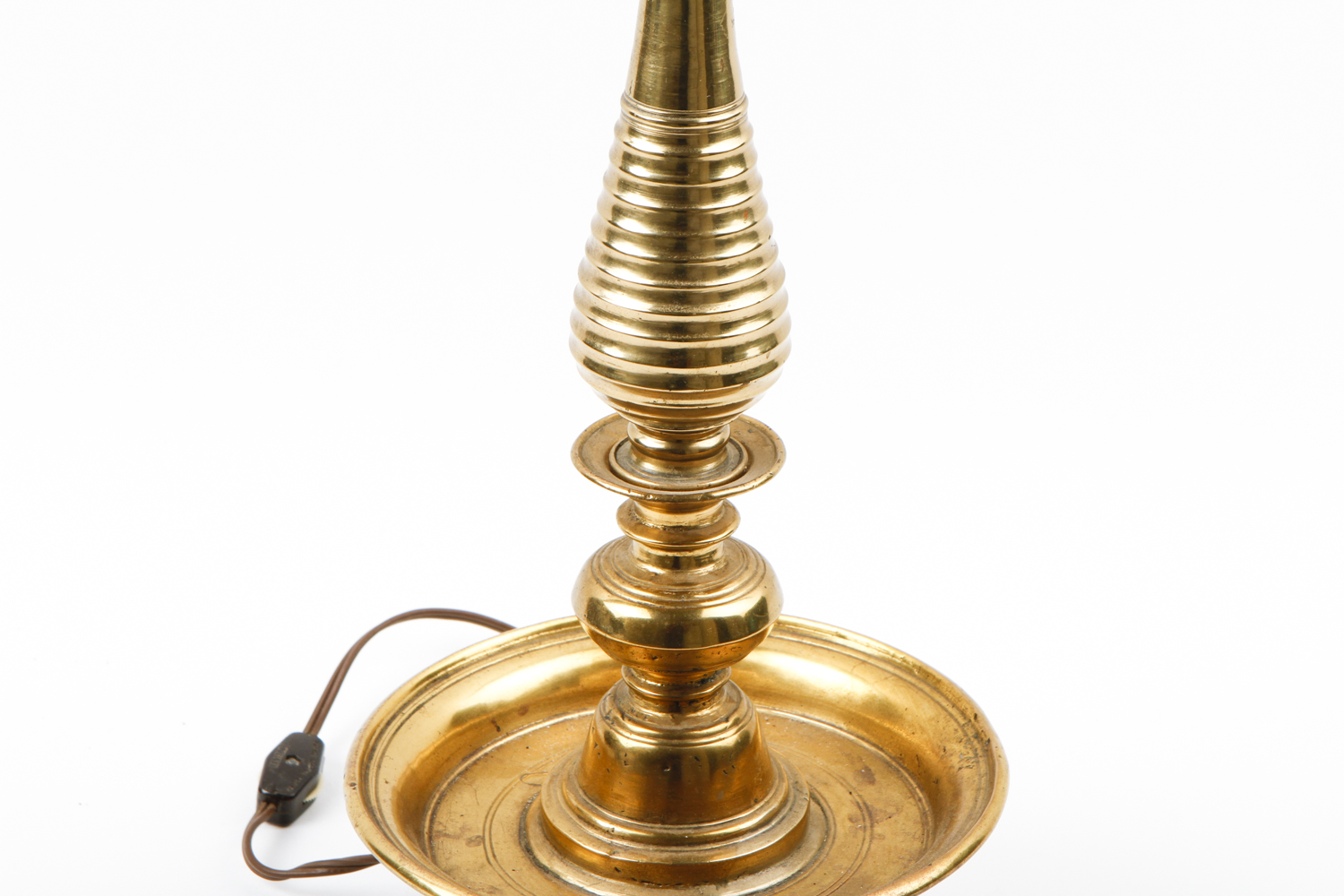 19th Century Brass Pricket Candlestick Repurposed Into a Table Lamp