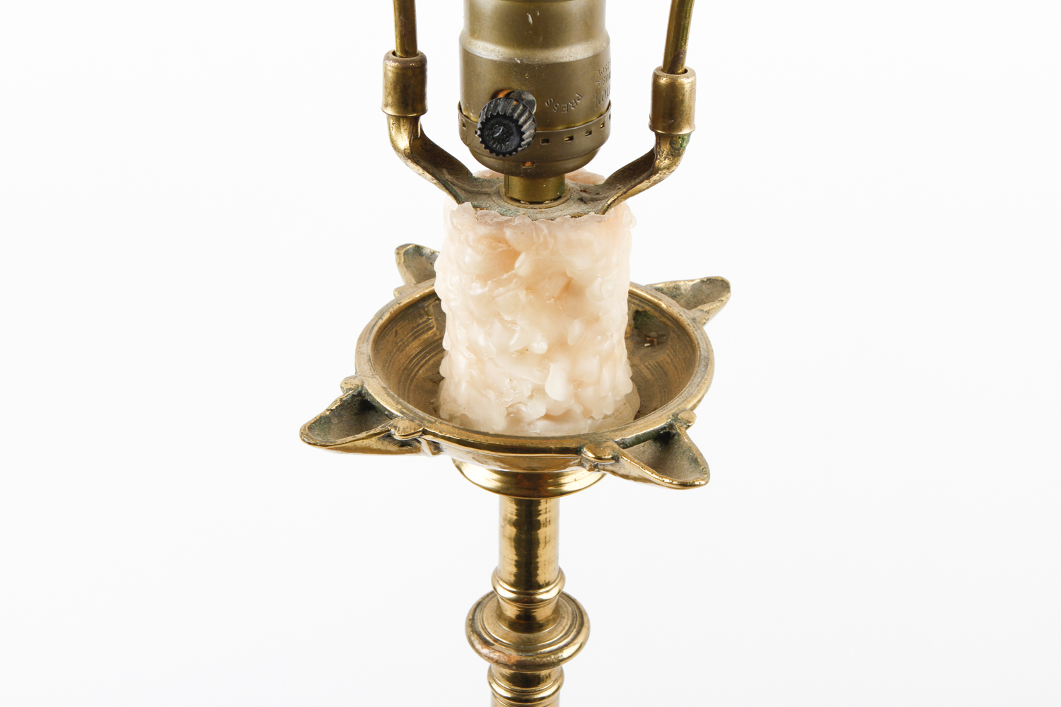 19th Century Brass Pricket Candlestick Repurposed Into a Table Lamp