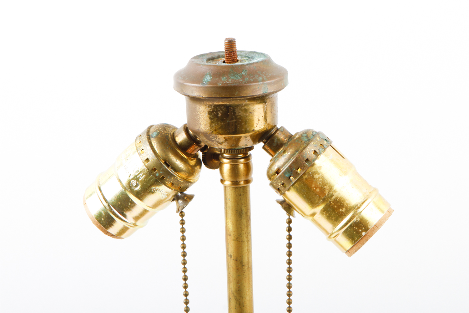 Vintage Black Glass and Gilt Metal Table Lamp