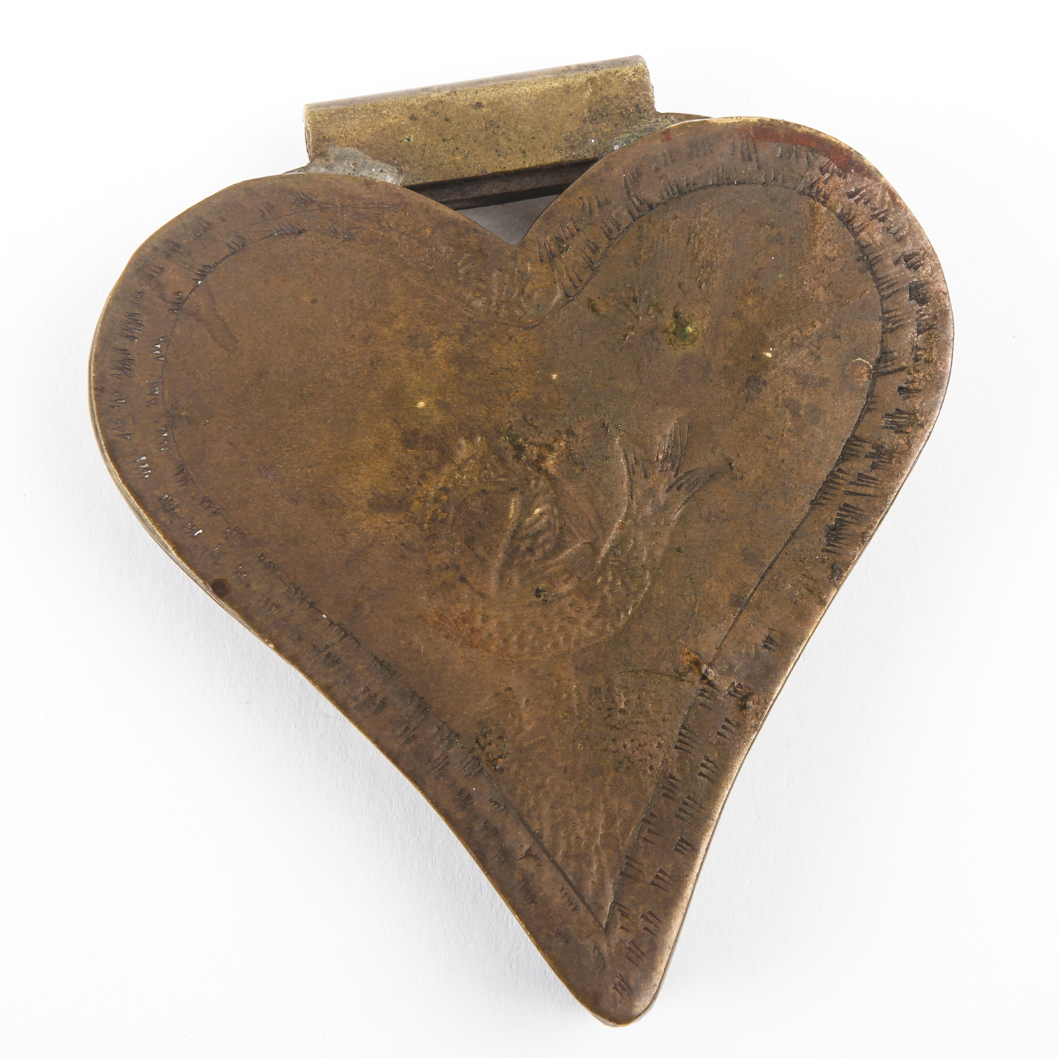 Heart-Shaped Hinged Brass Box