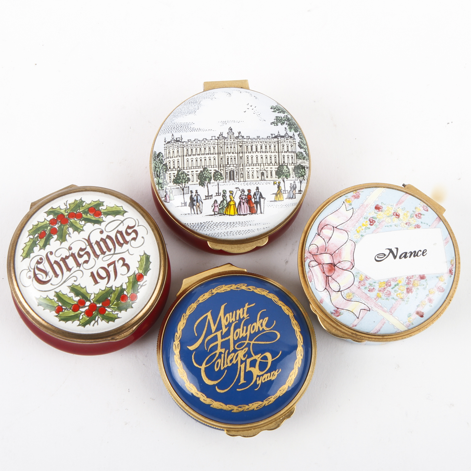 Four Enamel Trinket Boxes