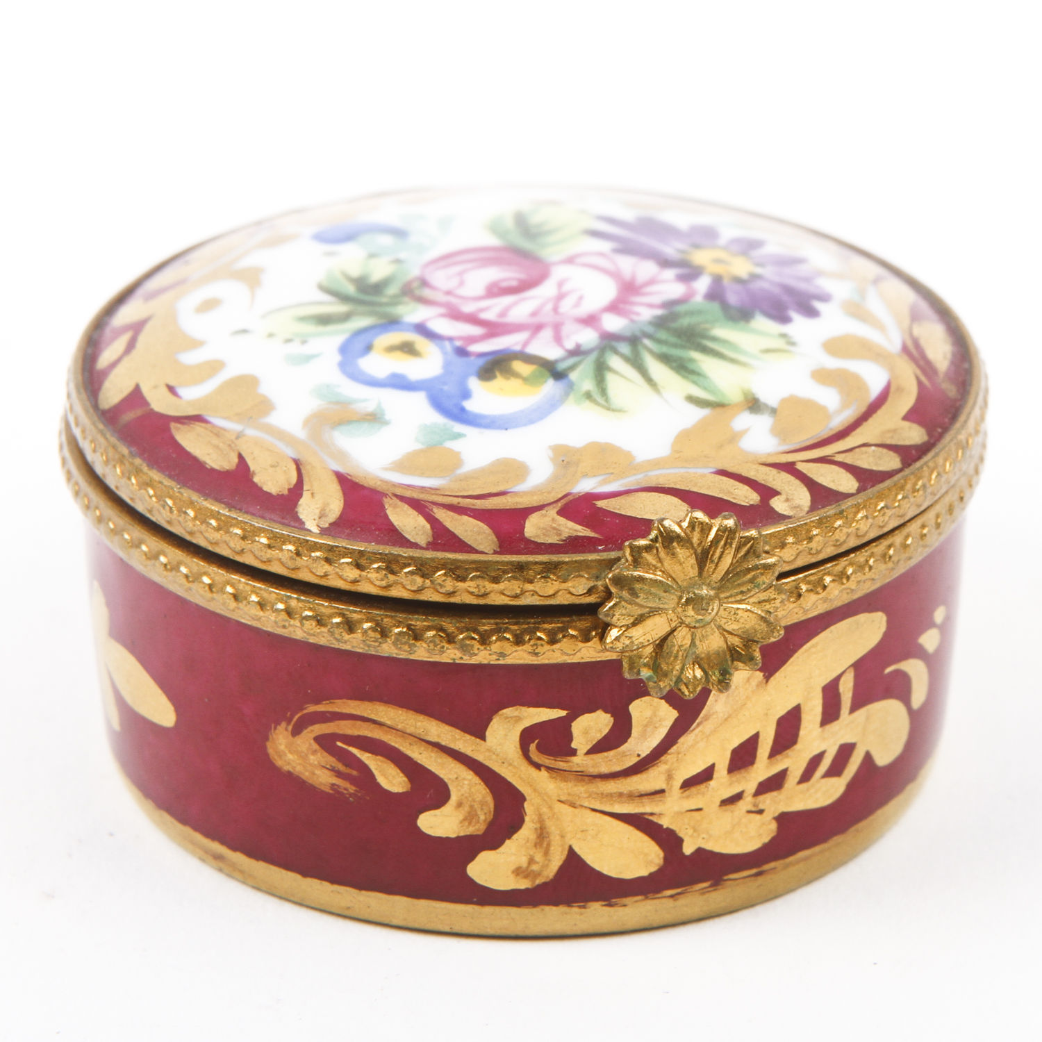 Limoges France Peint Main Porcelain Pill Box
