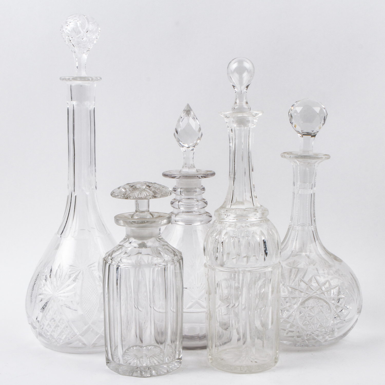 Collection of Five Decanters