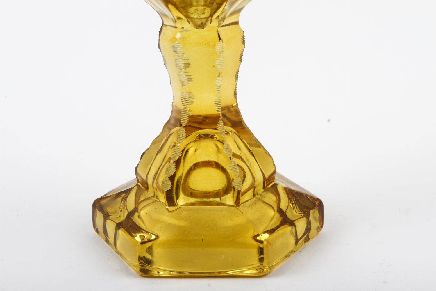 Antique 19th Century Yellow Overlay Glass Whale Oil Lamp
