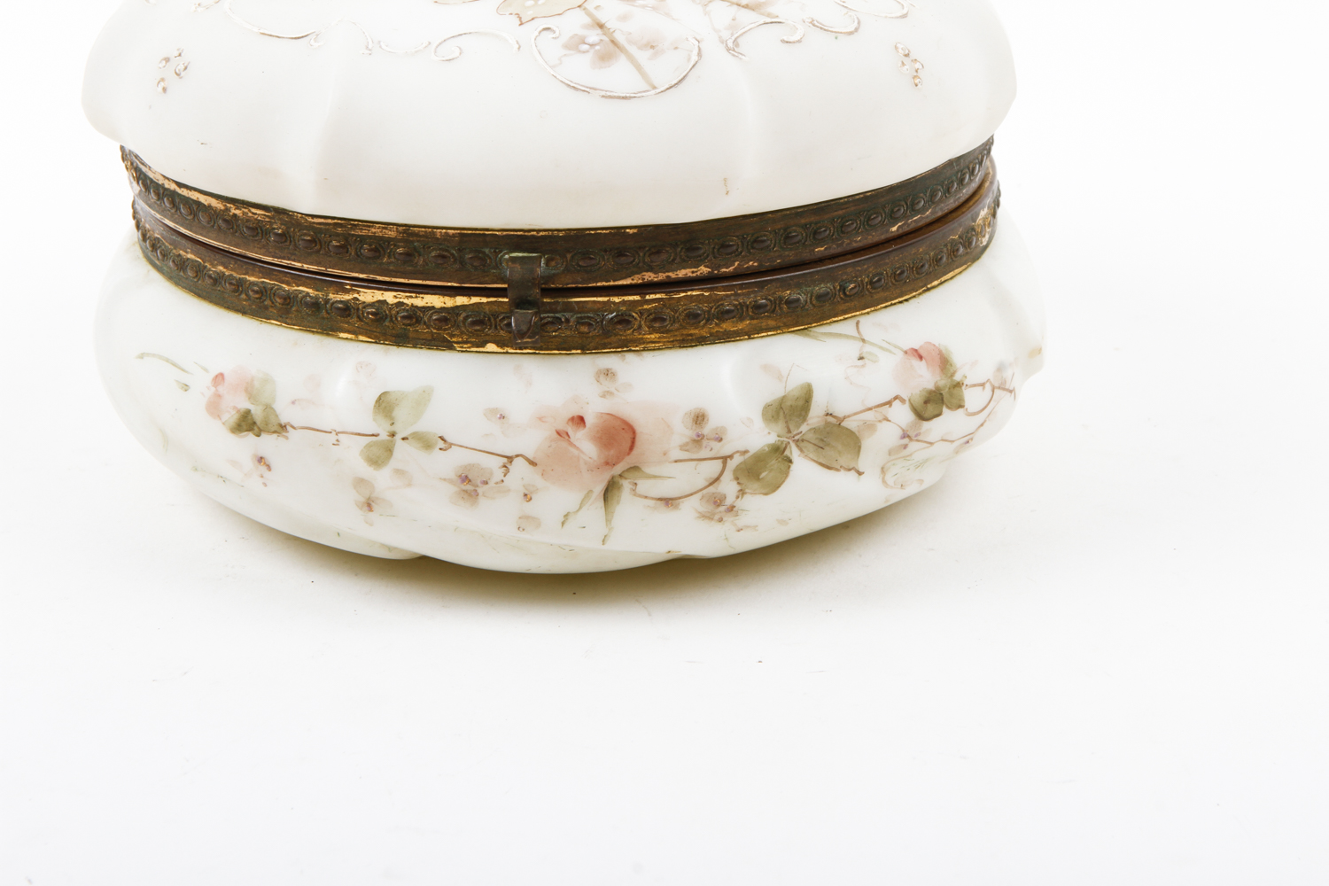 Antique Wavecrest Glass Jewelry or Trinket Box