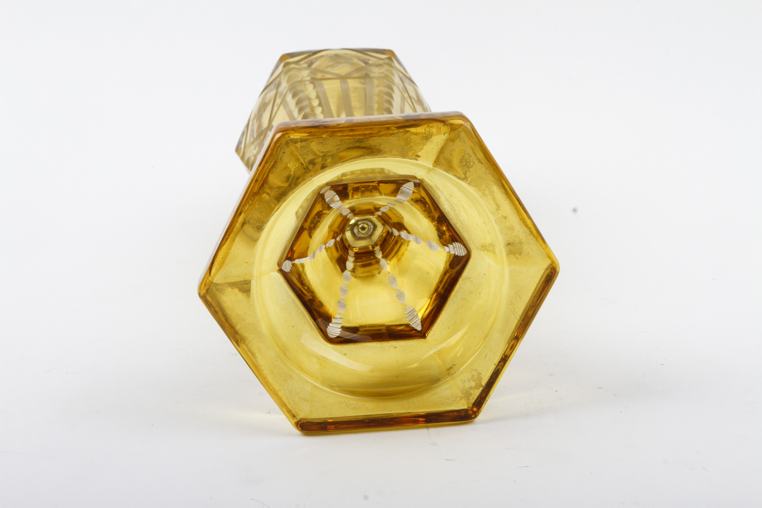 Antique 19th Century Yellow Overlay Glass Whale Oil Lamp