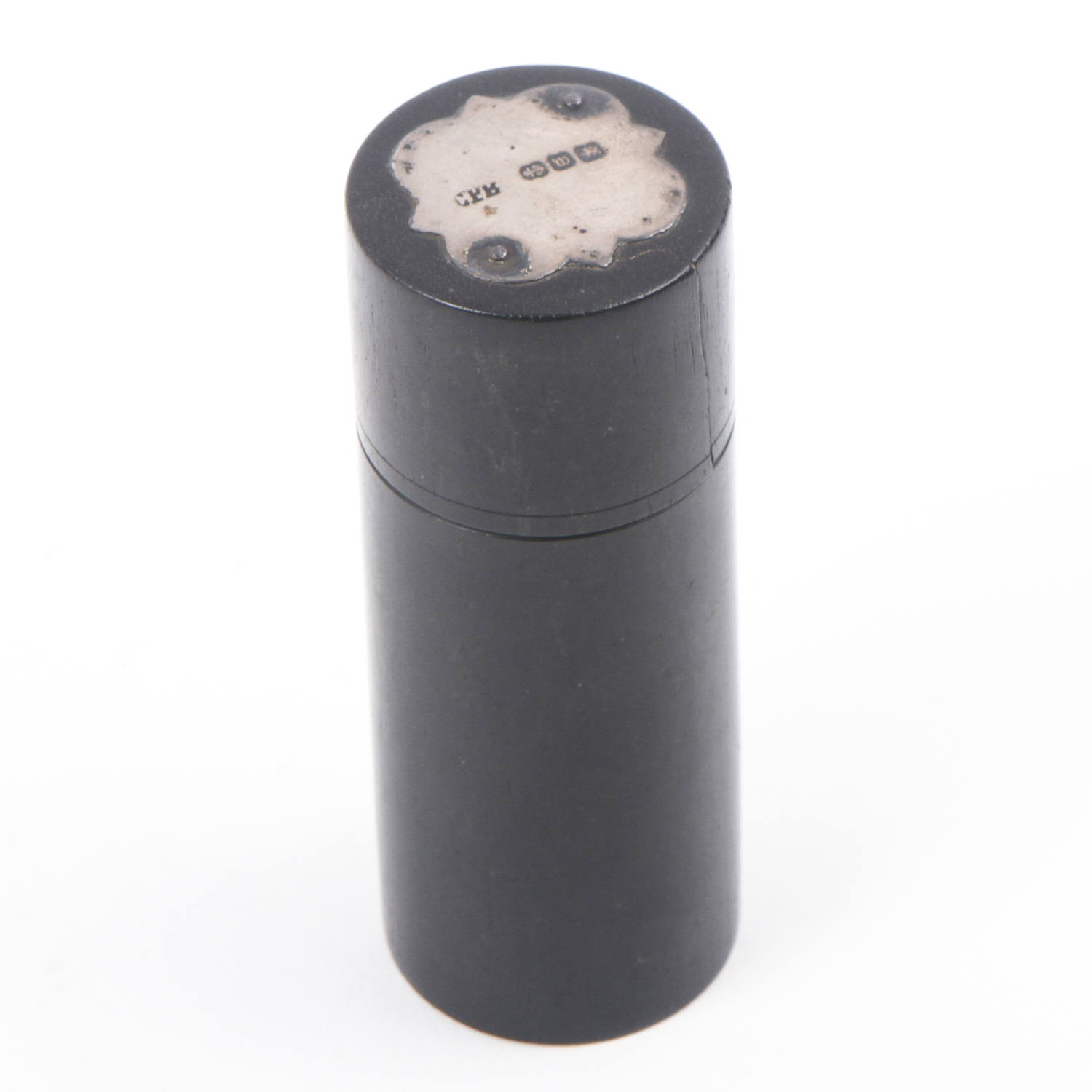 Antique English Ebony and Sterling Silver Pin Box