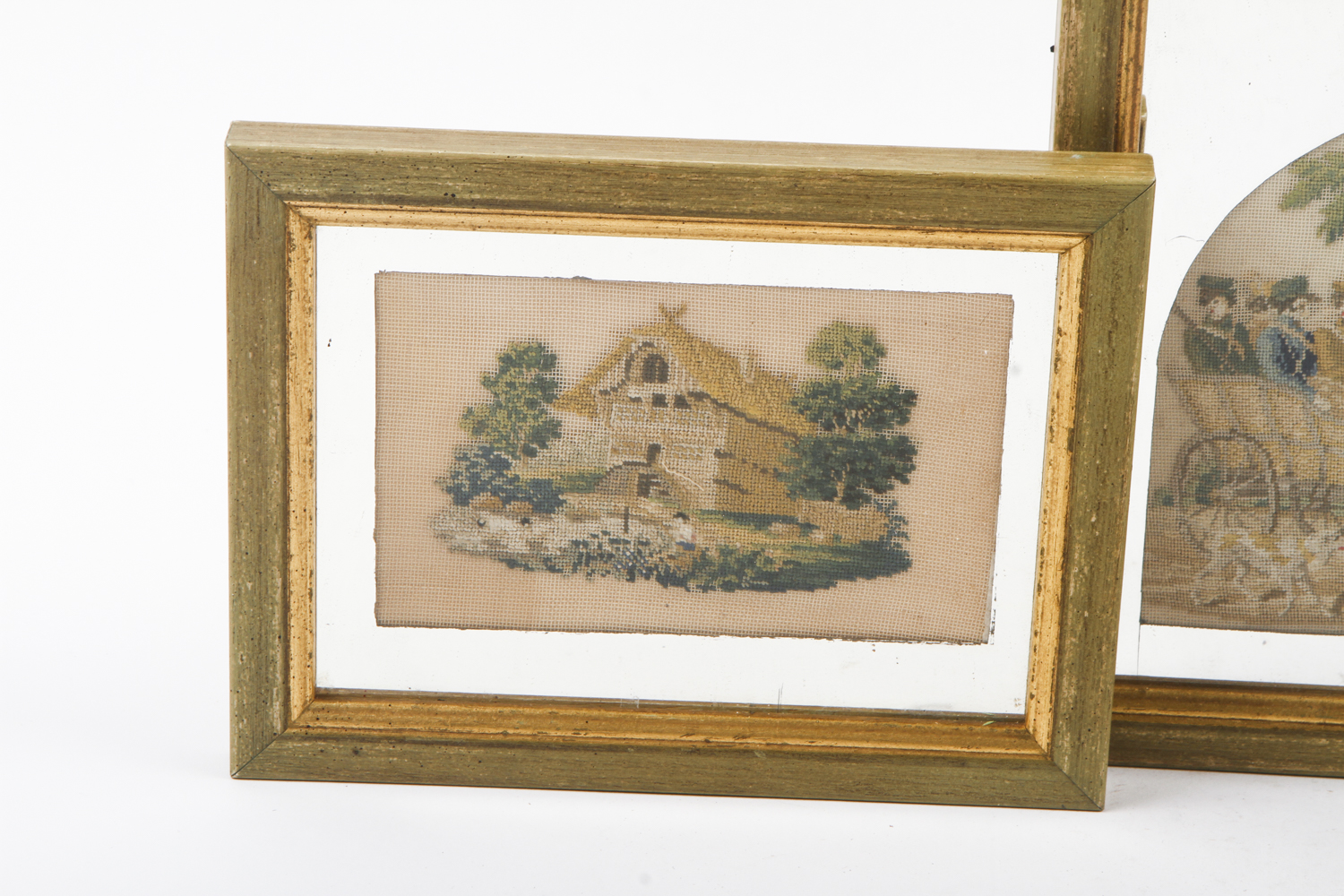 Antique Framed Petit-Point Needlepoint Pictures