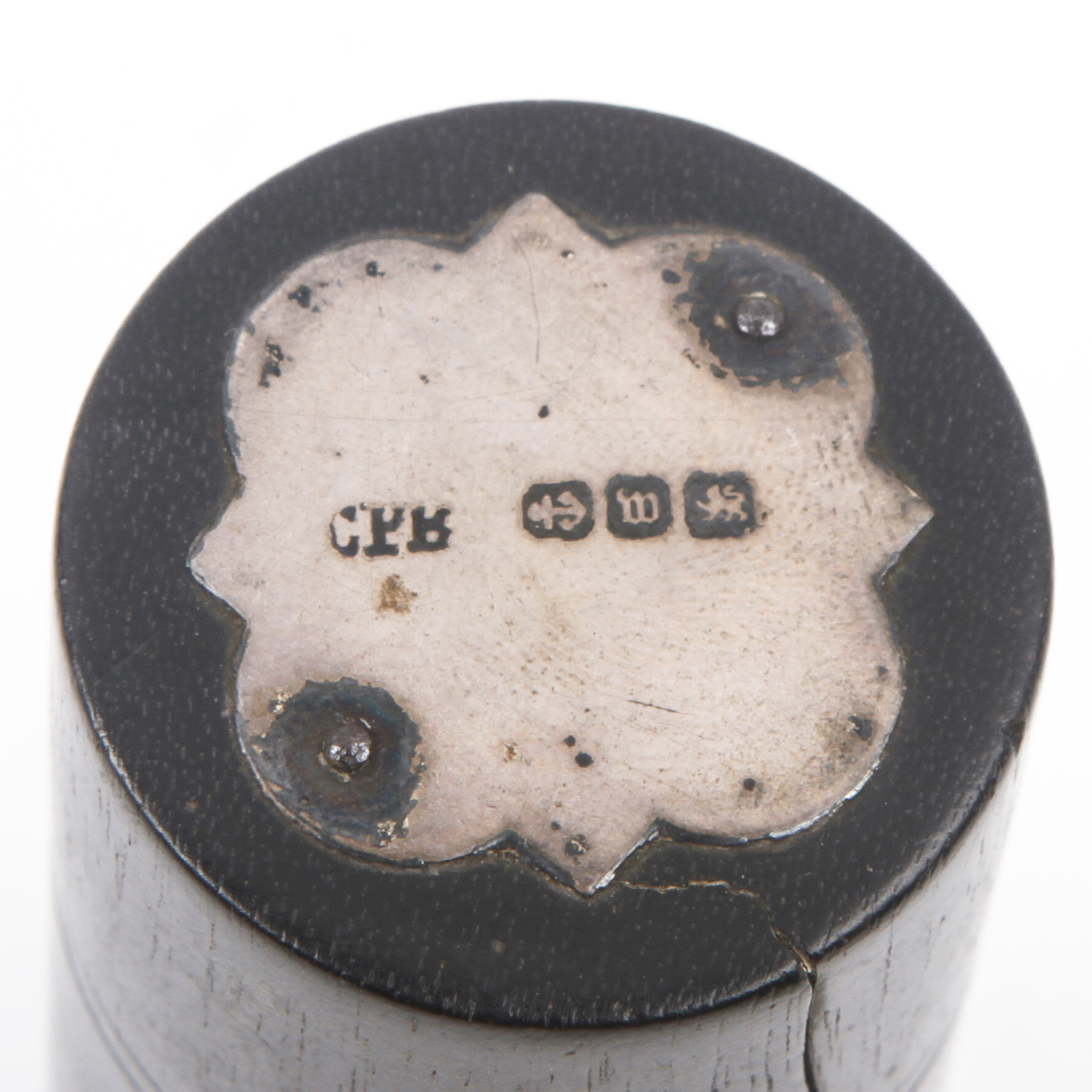 Antique English Ebony and Sterling Silver Pin Box