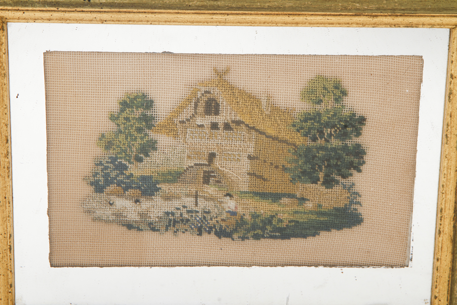 Antique Framed Petit-Point Needlepoint Pictures