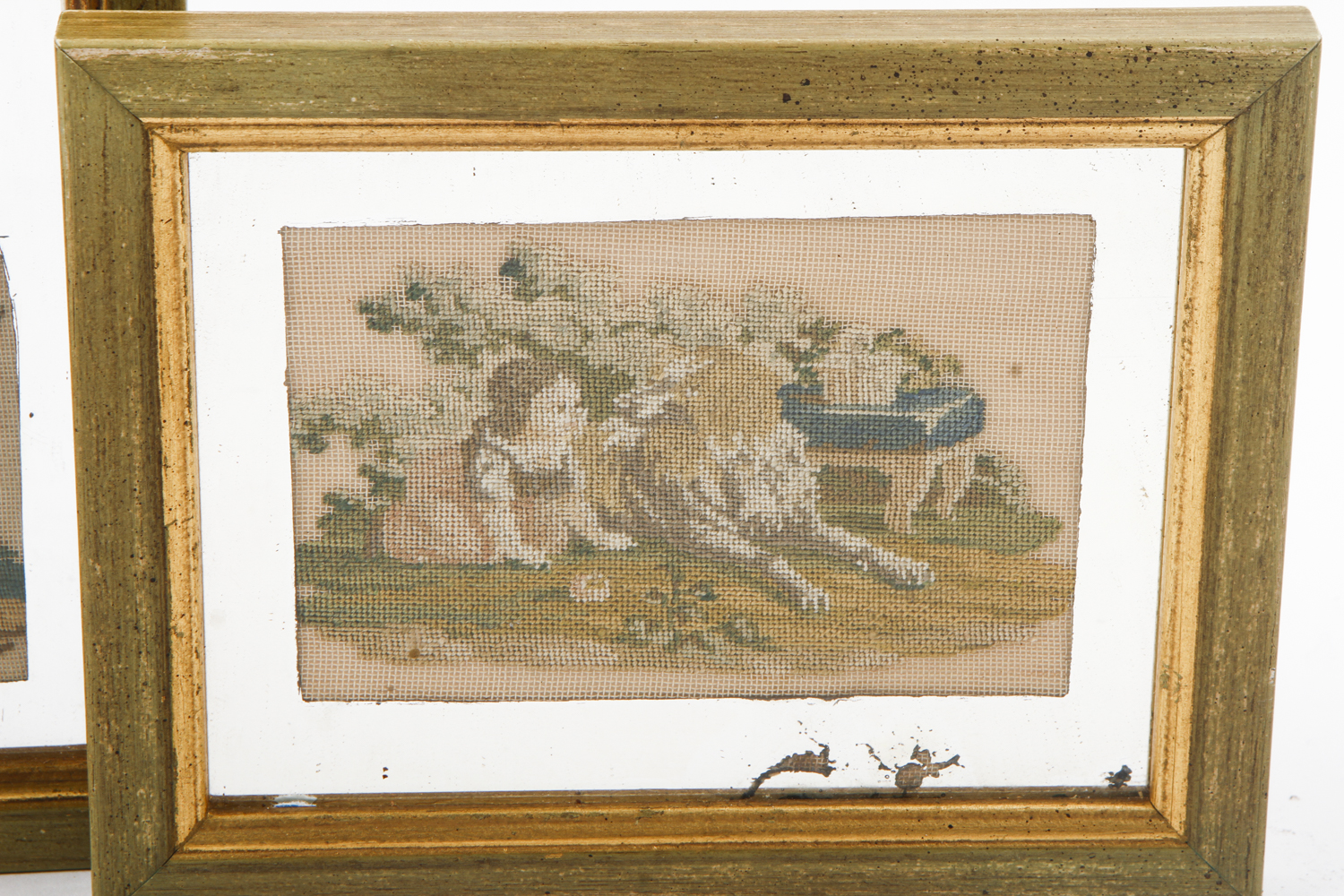 Antique Framed Petit-Point Needlepoint Pictures