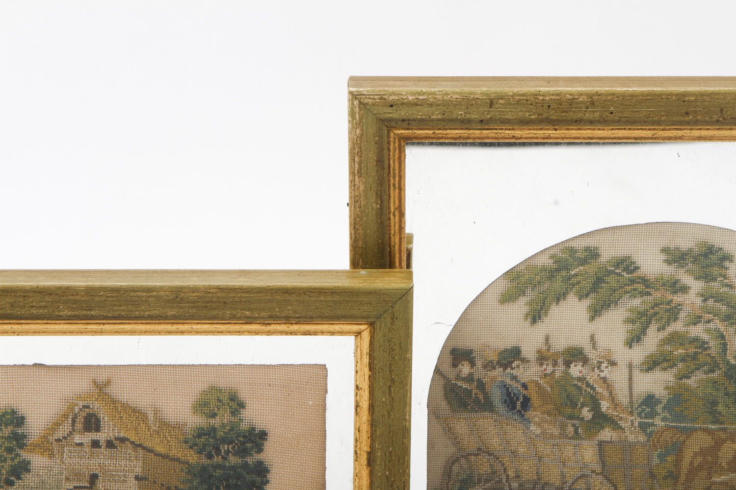 Antique Framed Petit-Point Needlepoint Pictures