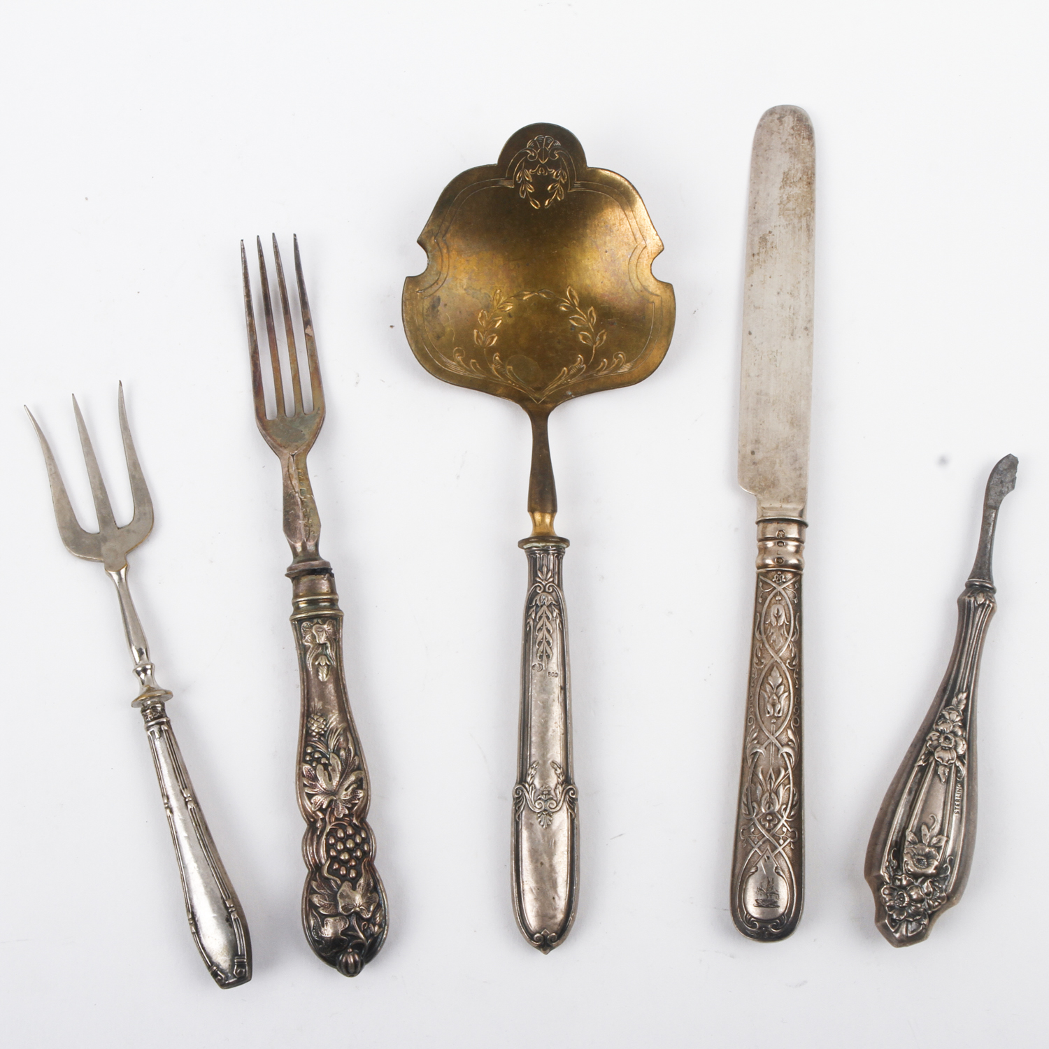 Sterling and 800 Silver Hollow Handled Pieces