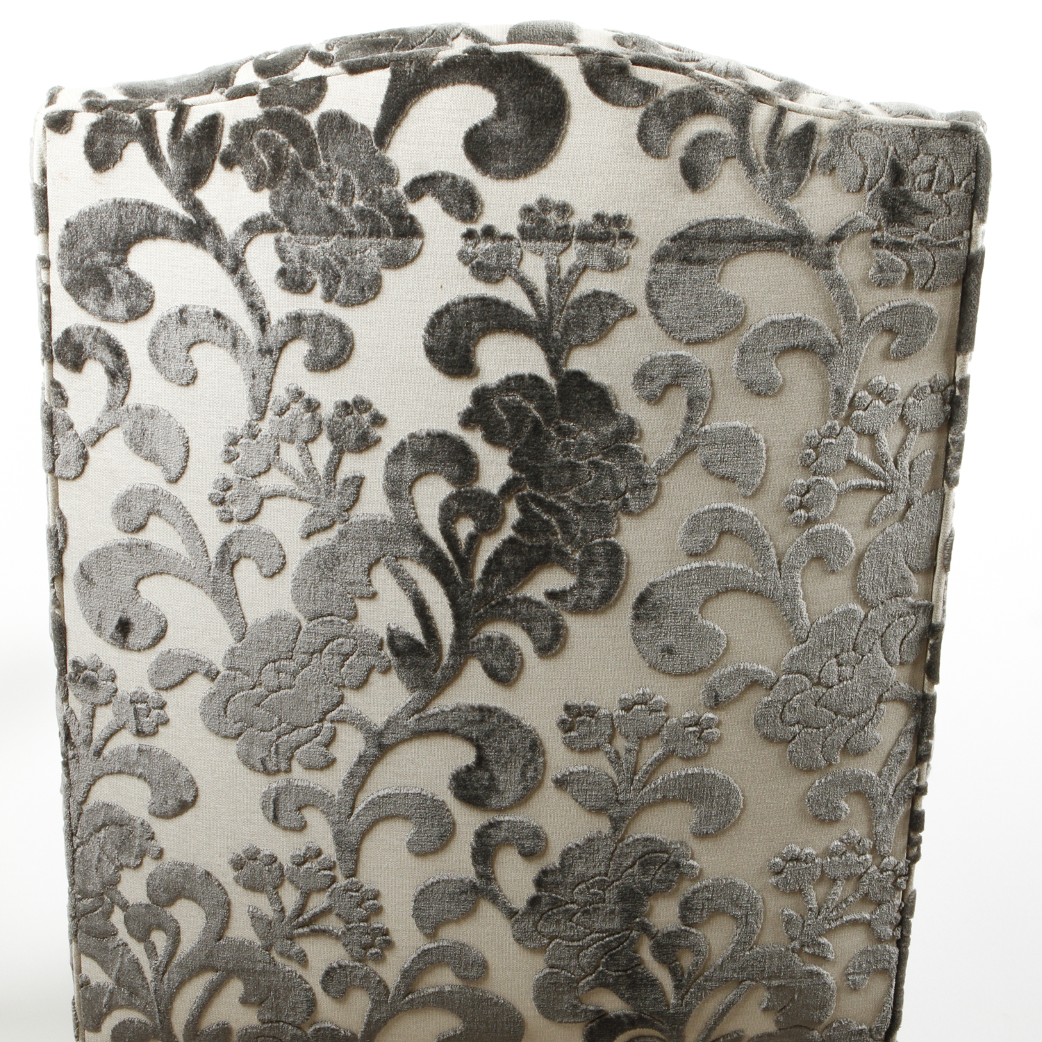 Carved Italian Throne Chair with Donghia Cut Velvet Upholstery