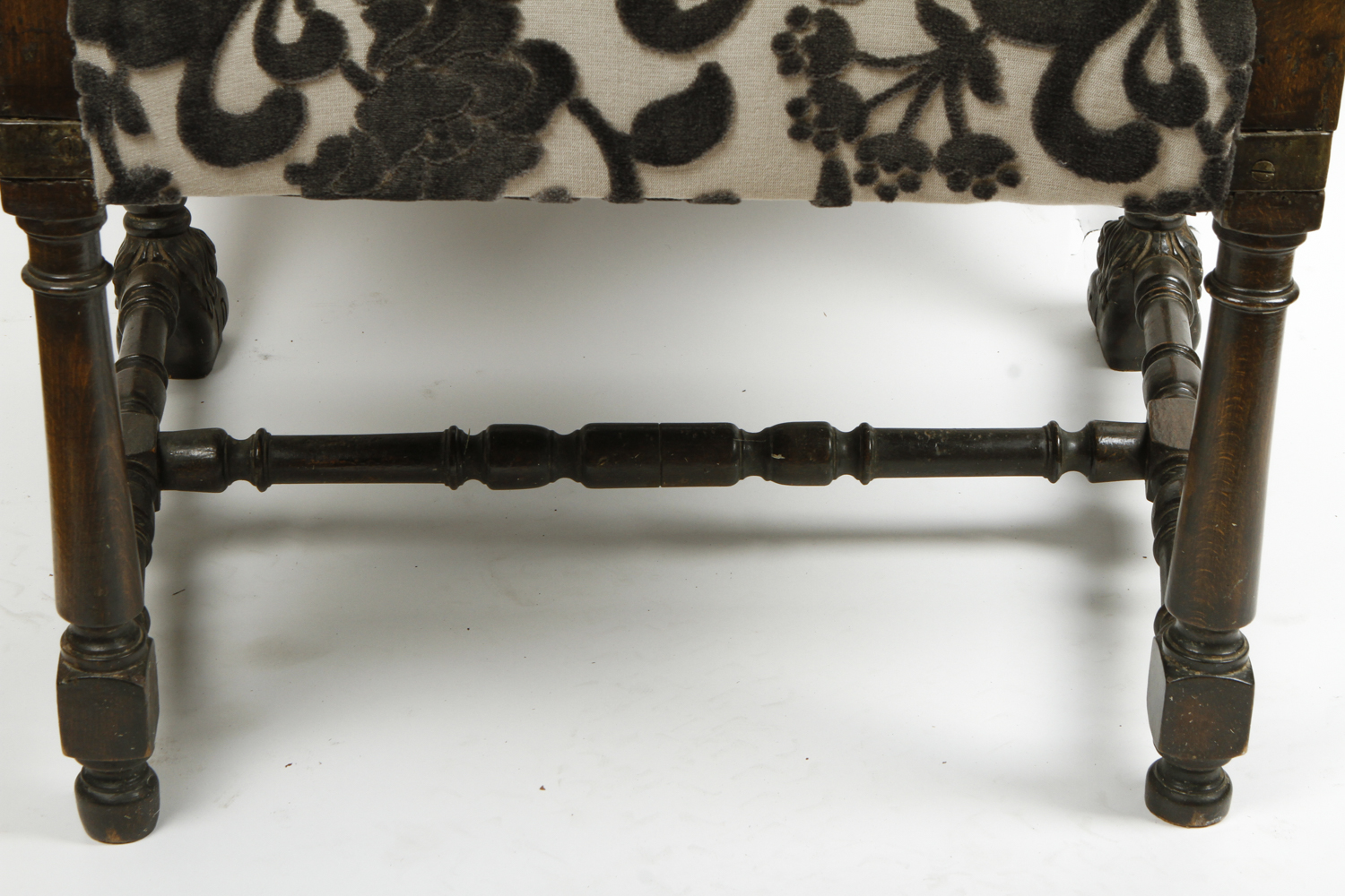 Carved Italian Throne Chair with Donghia Cut Velvet Upholstery