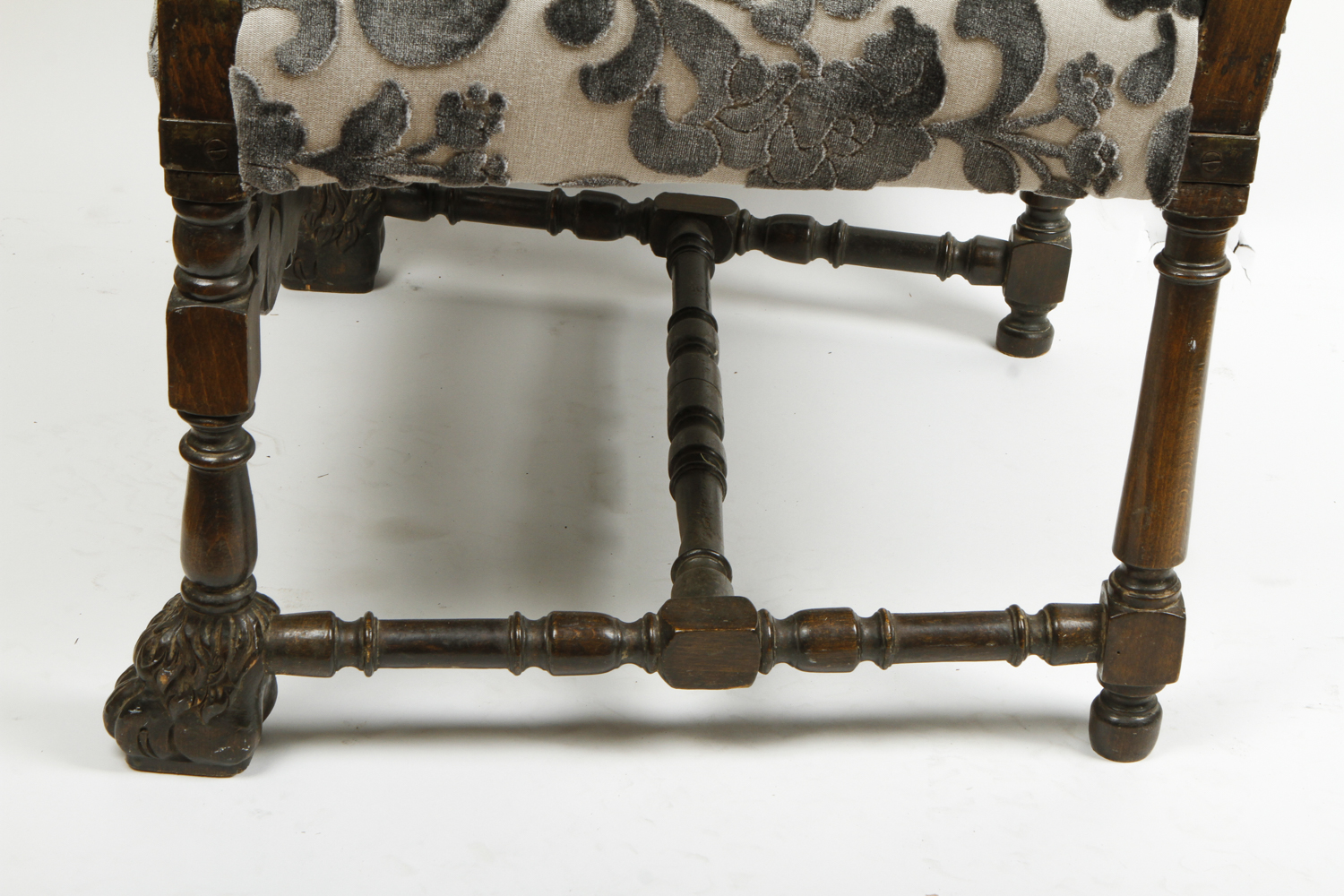 Carved Italian Throne Chair with Donghia Cut Velvet Upholstery