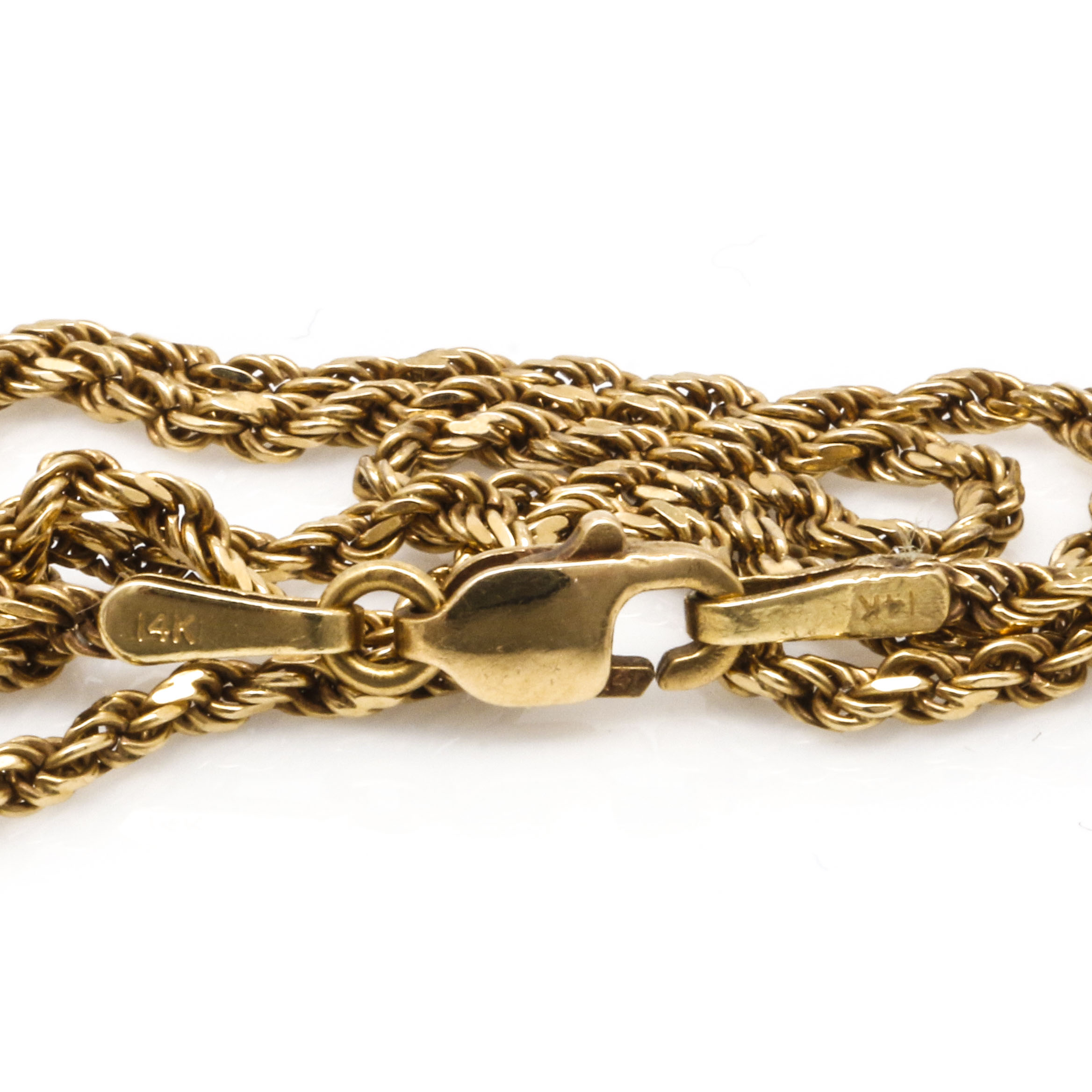 14K Yellow Gold Rope Chain Necklace