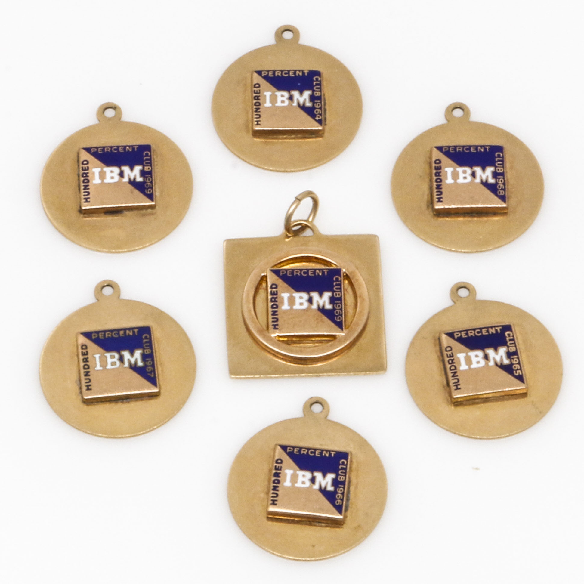 14K Yellow Gold Vintage Commemorative IBM Charms