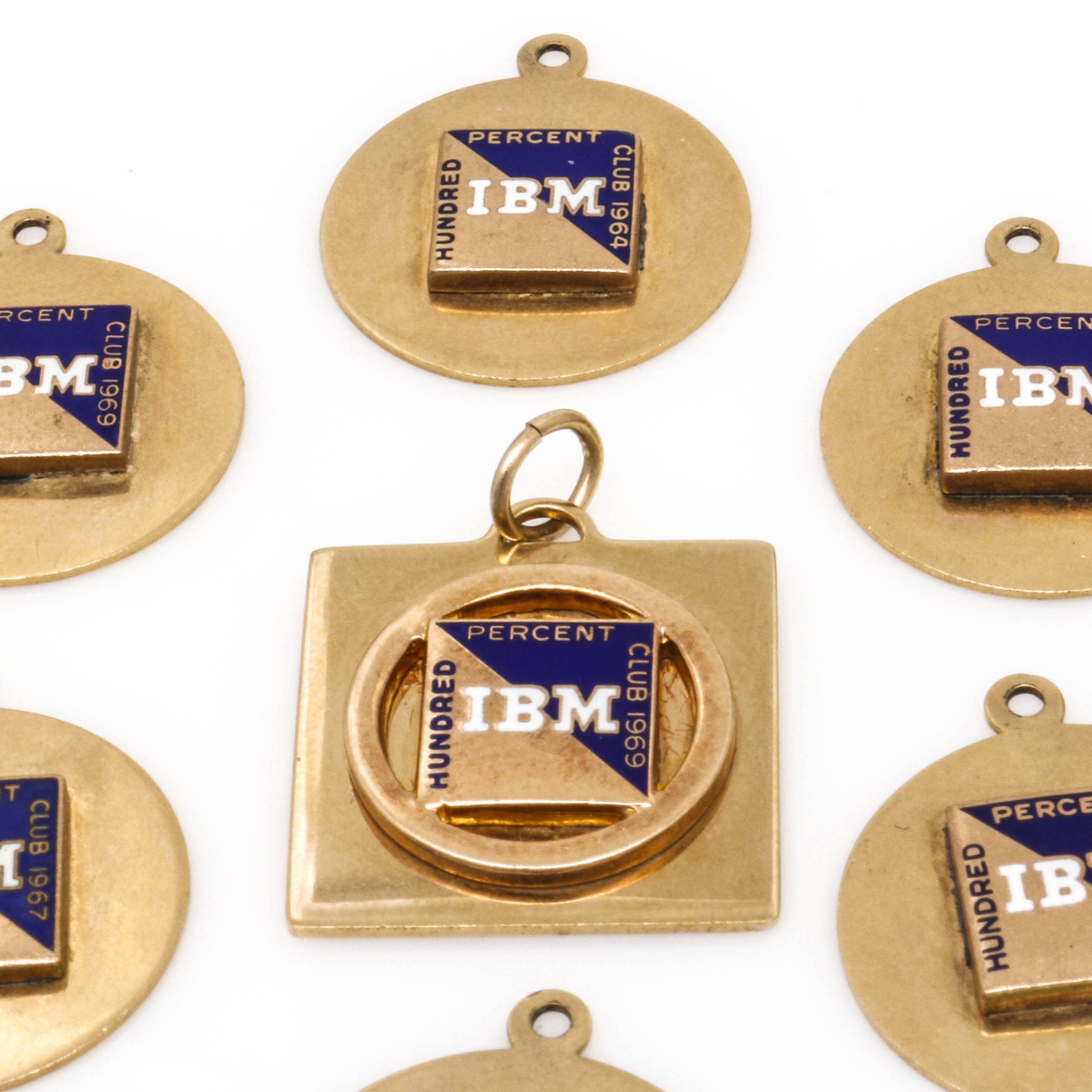 14K Yellow Gold Vintage Commemorative IBM Charms