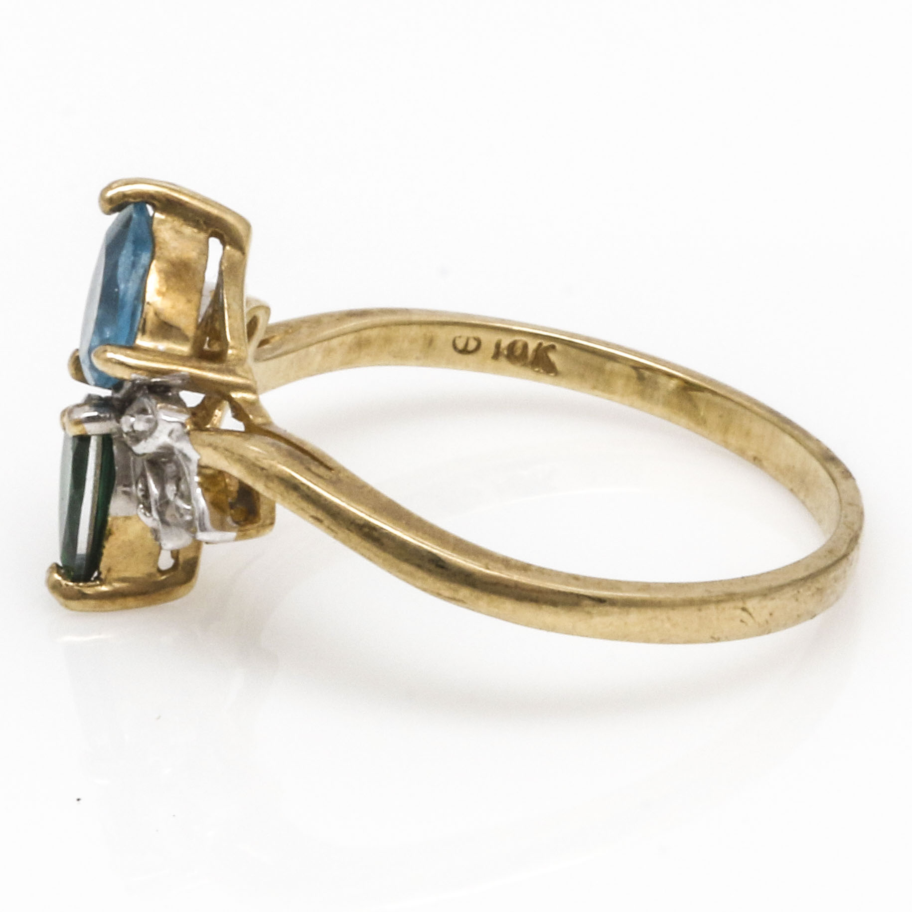 10K Yellow Gold Spinel and Diamond Ring