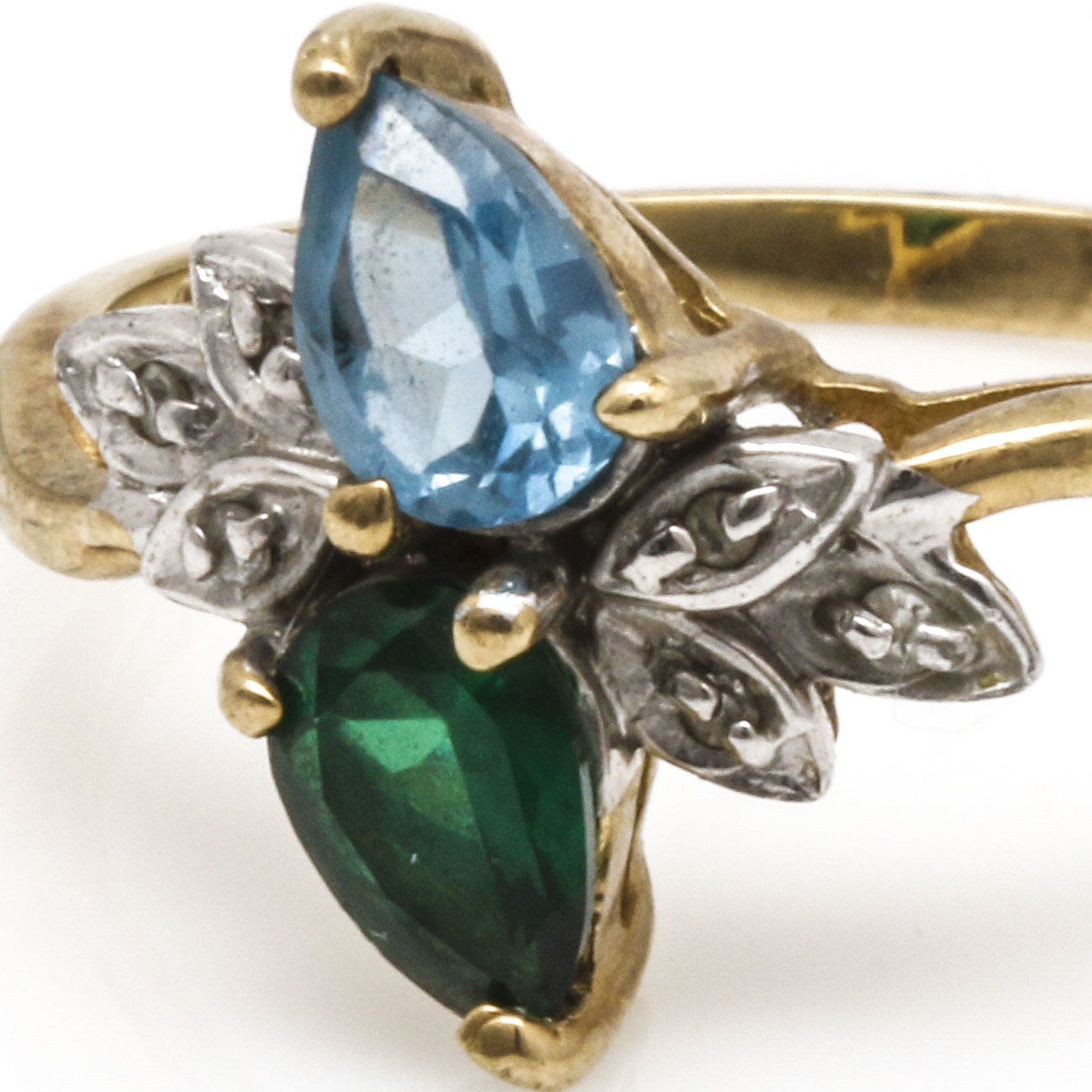 10K Yellow Gold Spinel and Diamond Ring