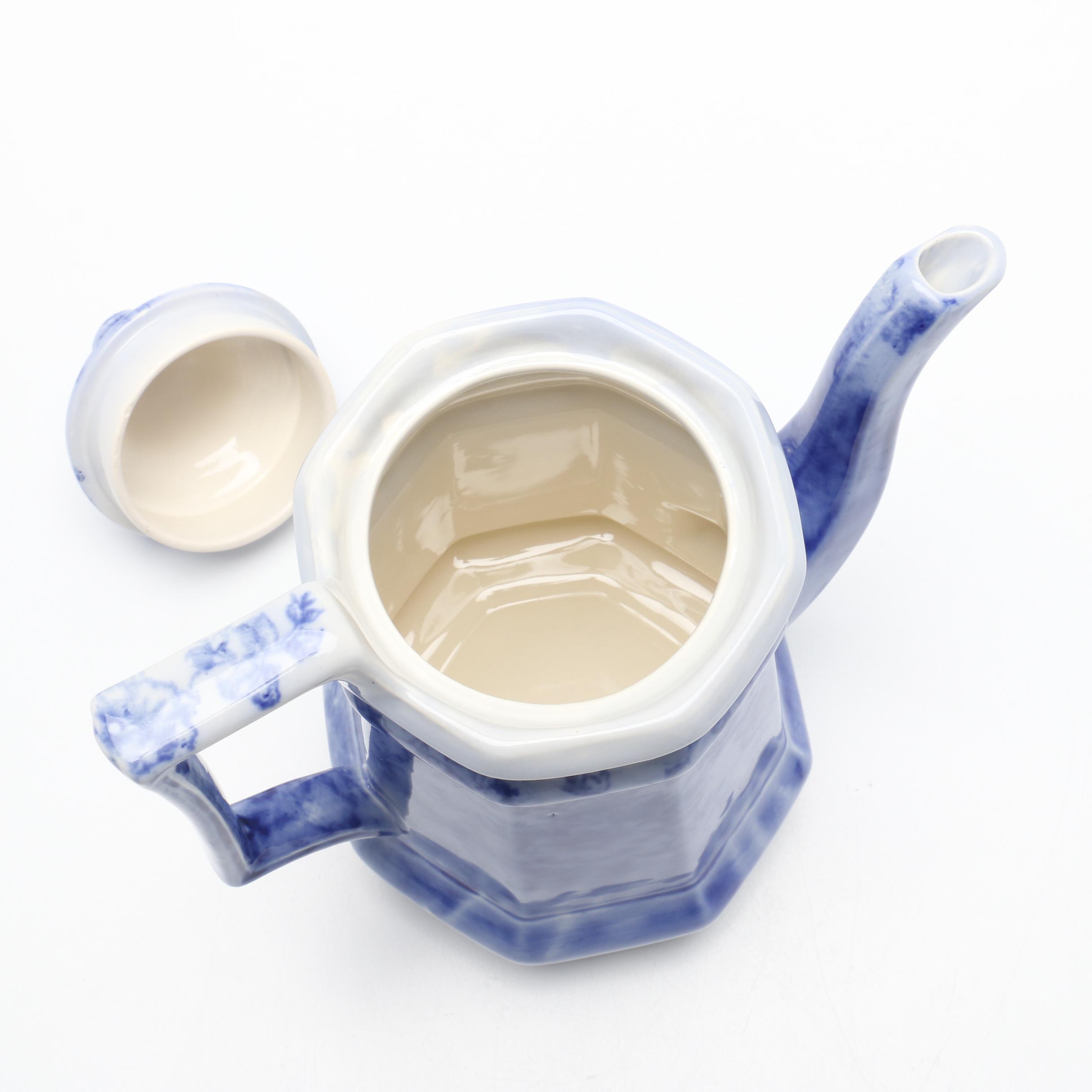 Blue Transferware Teapot and Coffeepot