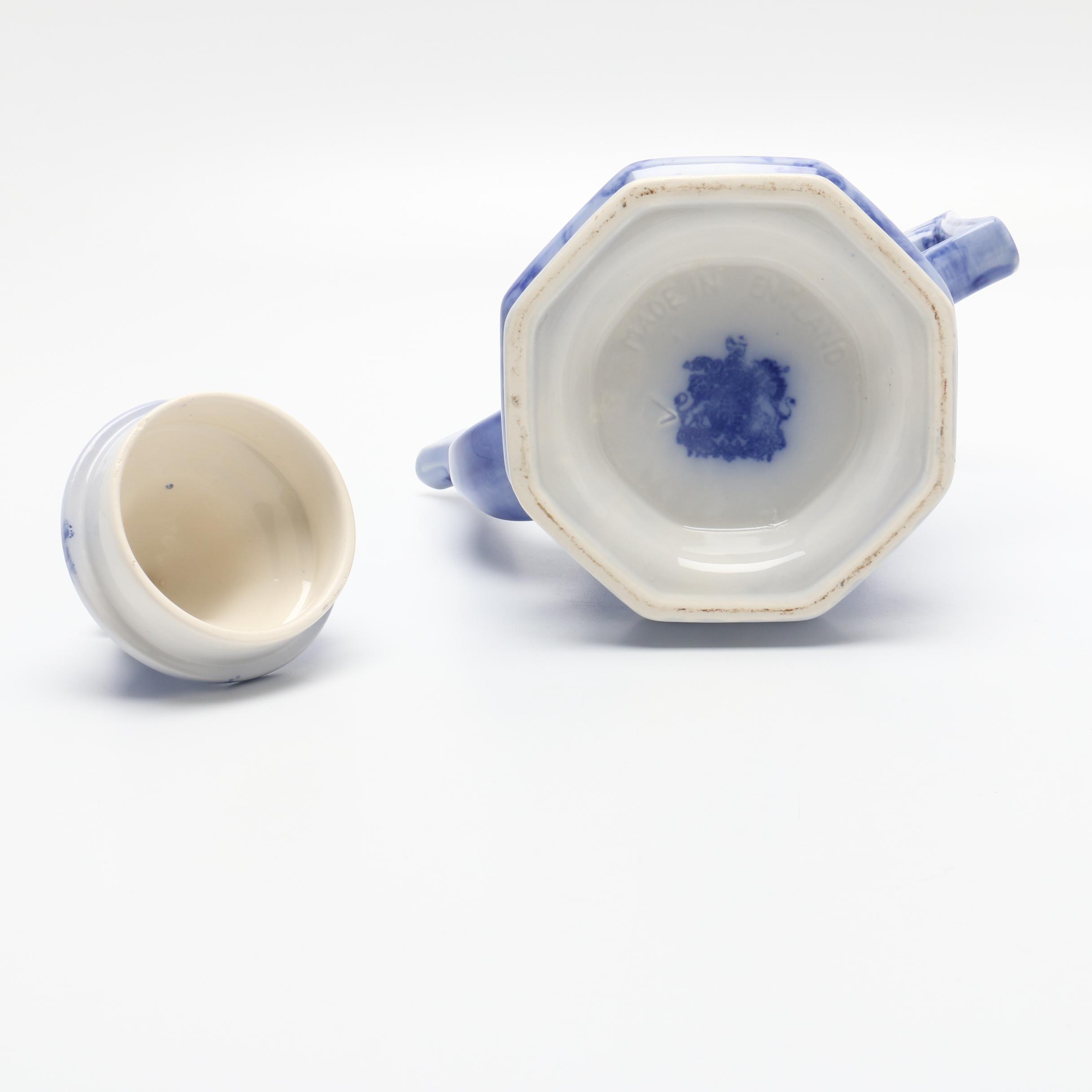 Blue Transferware Teapot and Coffeepot