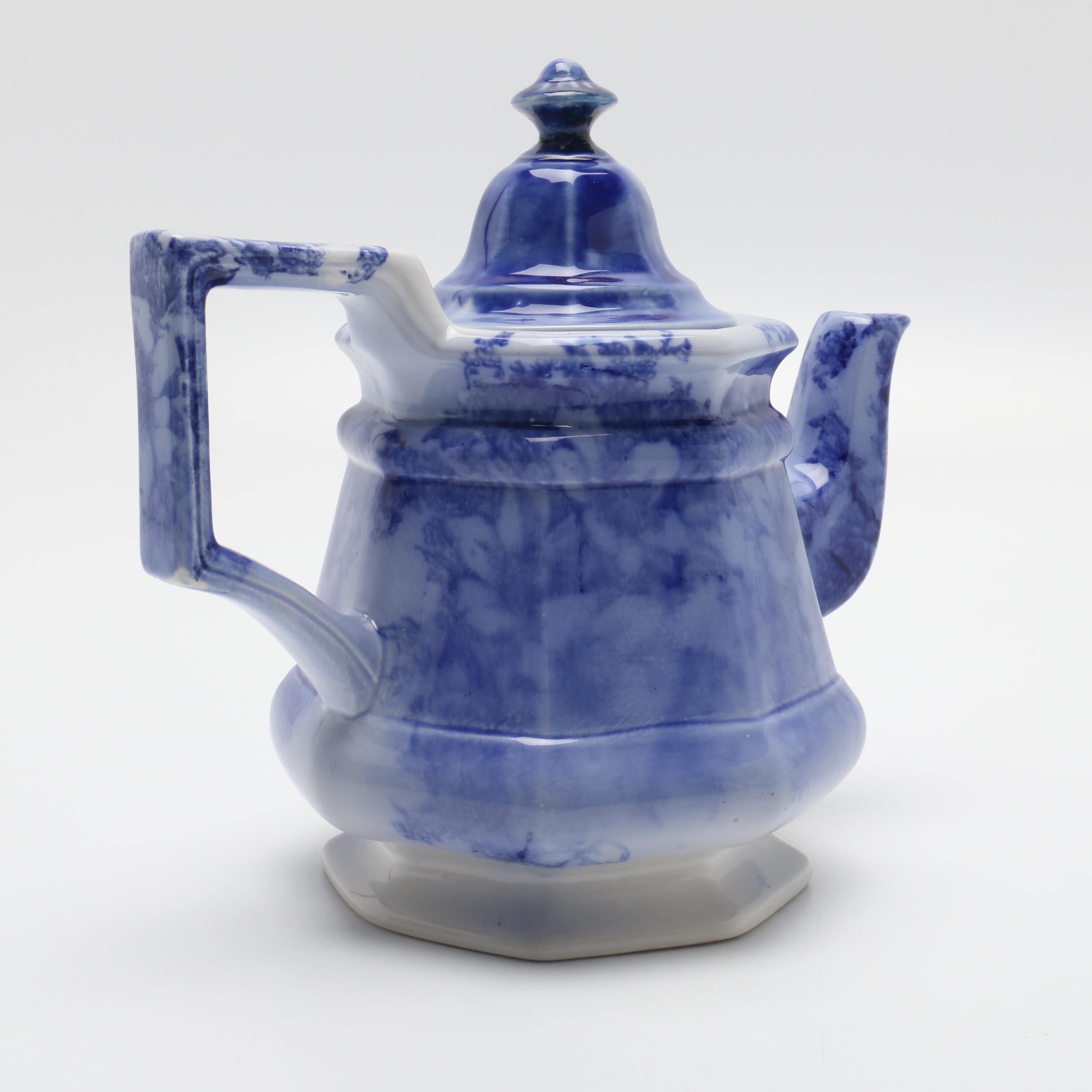 Blue Transferware Teapot and Coffeepot