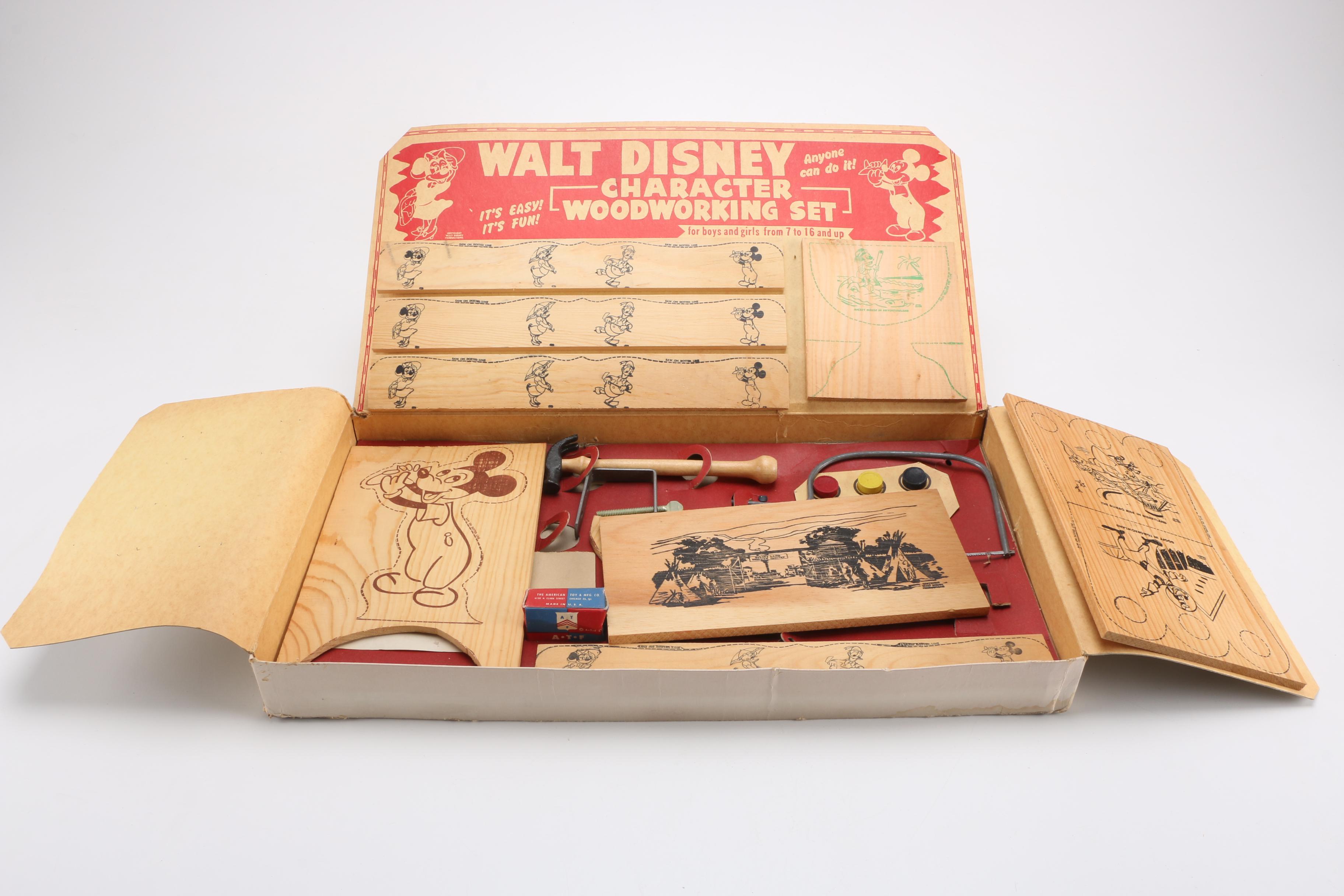 Vintage Walt Disney Character Woodworking Set