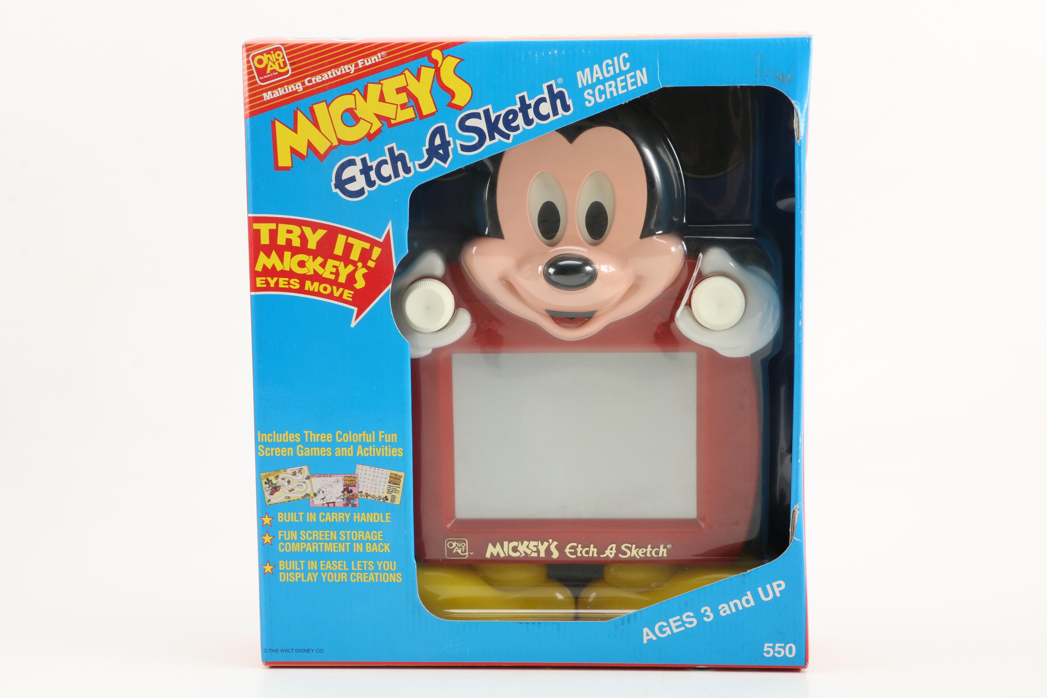 Vintage Mickey Mouse Playhouse, Roller Skates, and Toys