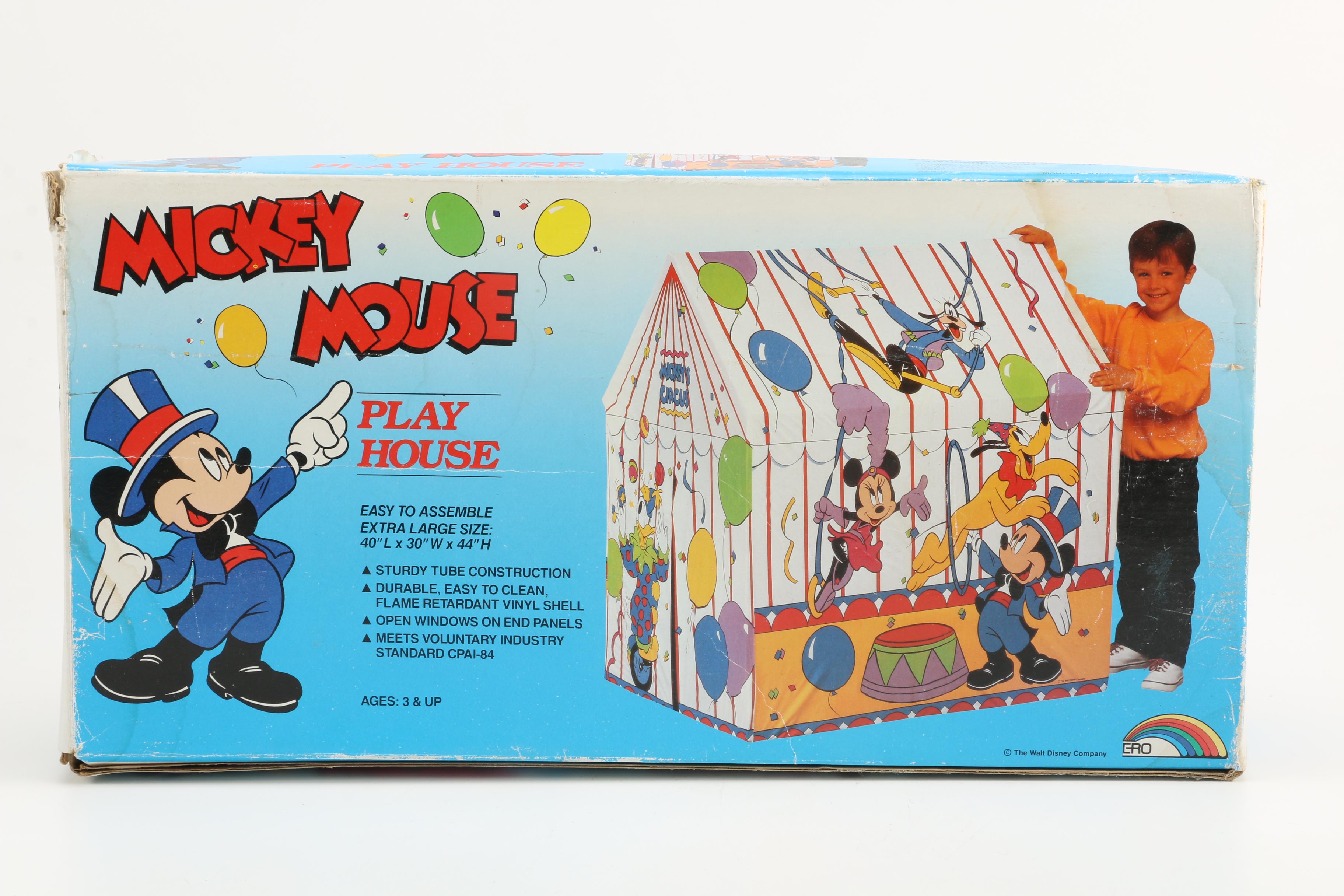 Vintage Mickey Mouse Playhouse, Roller Skates, and Toys