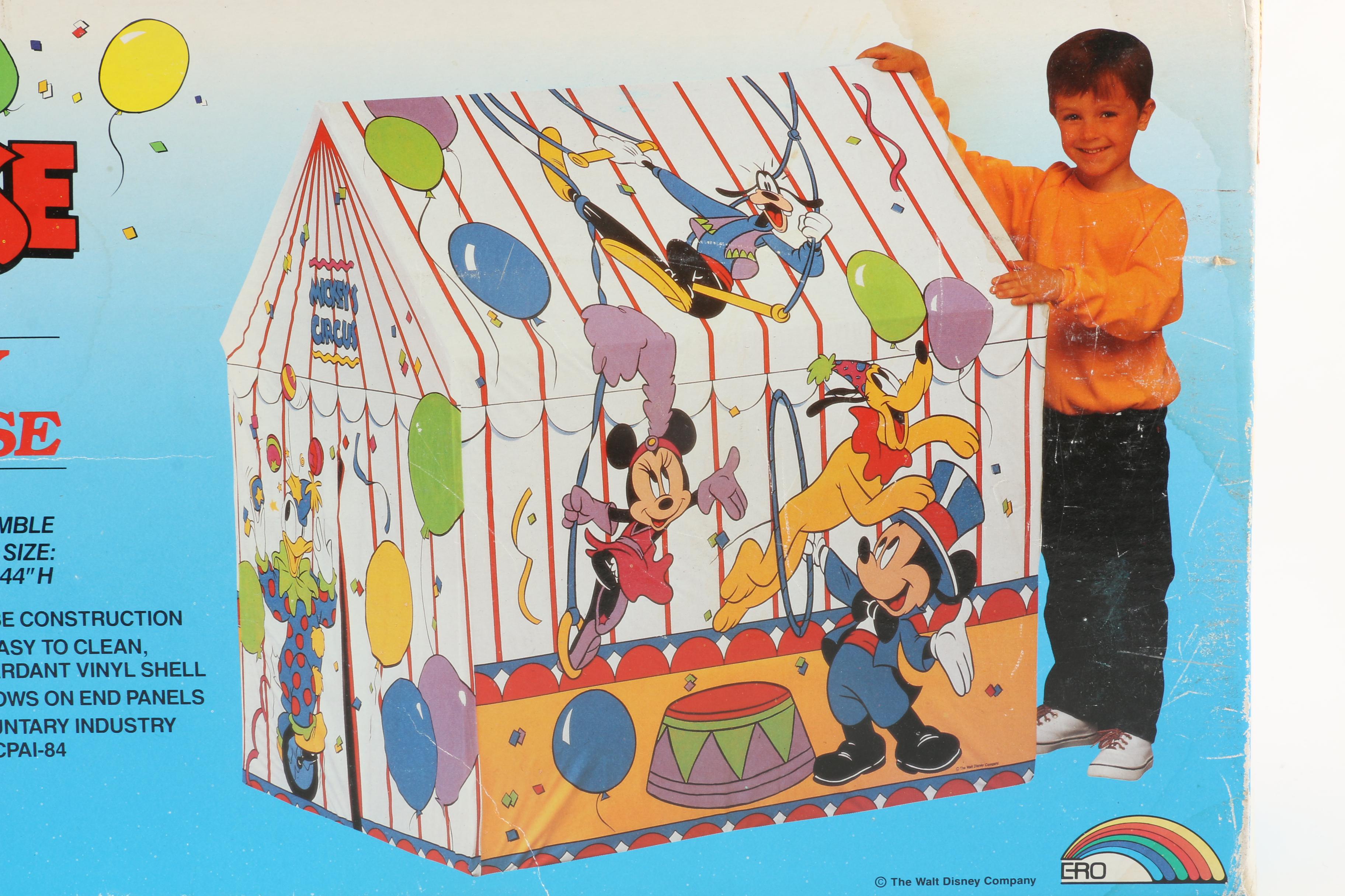 Vintage Mickey Mouse Playhouse, Roller Skates, and Toys