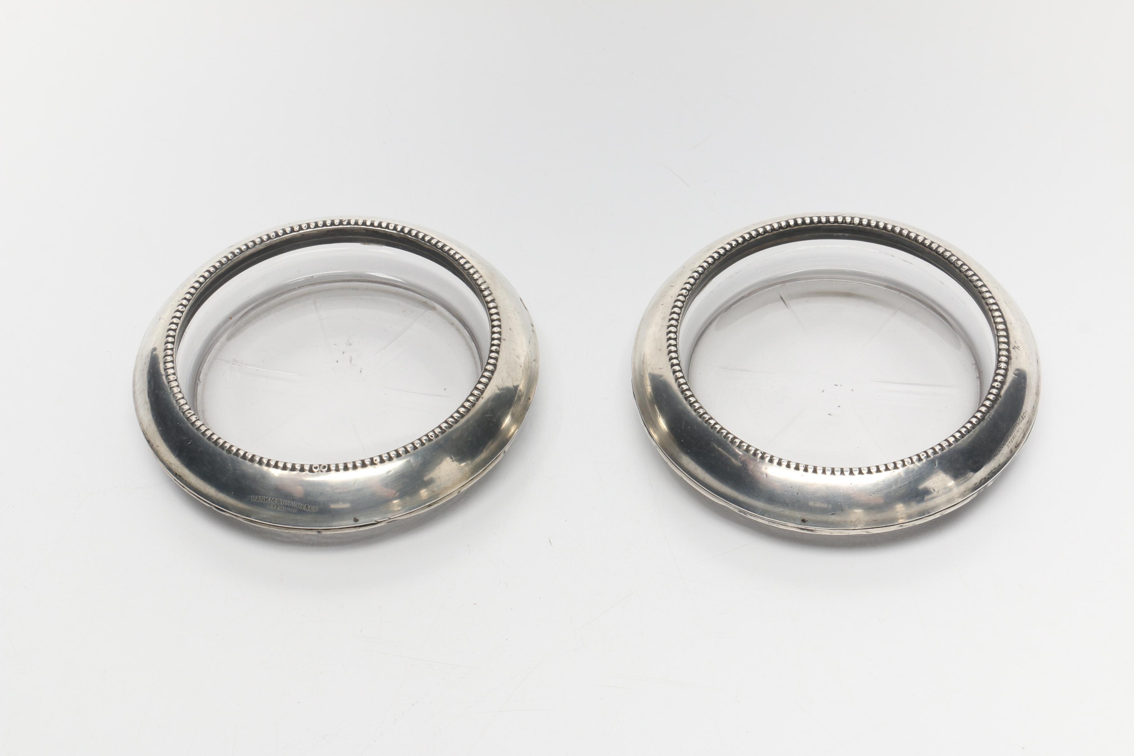 Frank M. Whiting & Co Sterling Silver and Glass Coasters