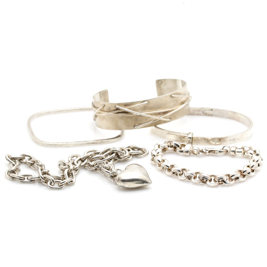 Sterling Silver Necklace and Bracelets